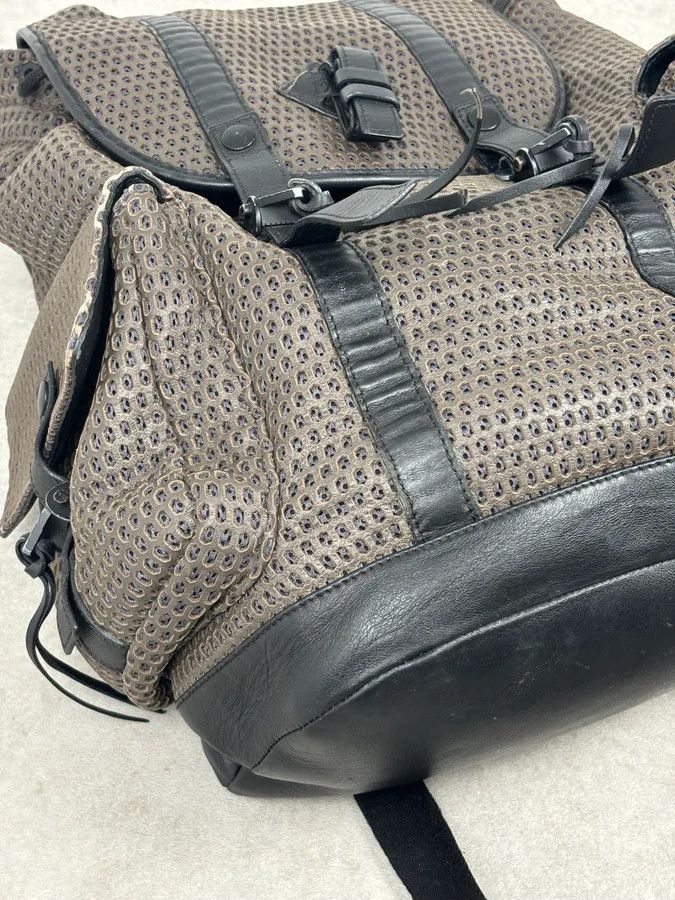 Emporio Armani FW2013 Emporio Armani Taupe Grey Perfored Leather Multi-Pocket Backpack Size ONE SIZE - 6 Thumbnail