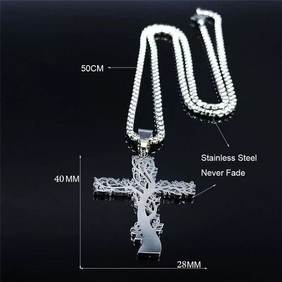 The Unbranded Brand Unisex Stainless Steel Tree Of Life Pendant Necklace Size ONE SIZE - 5 Thumbnail