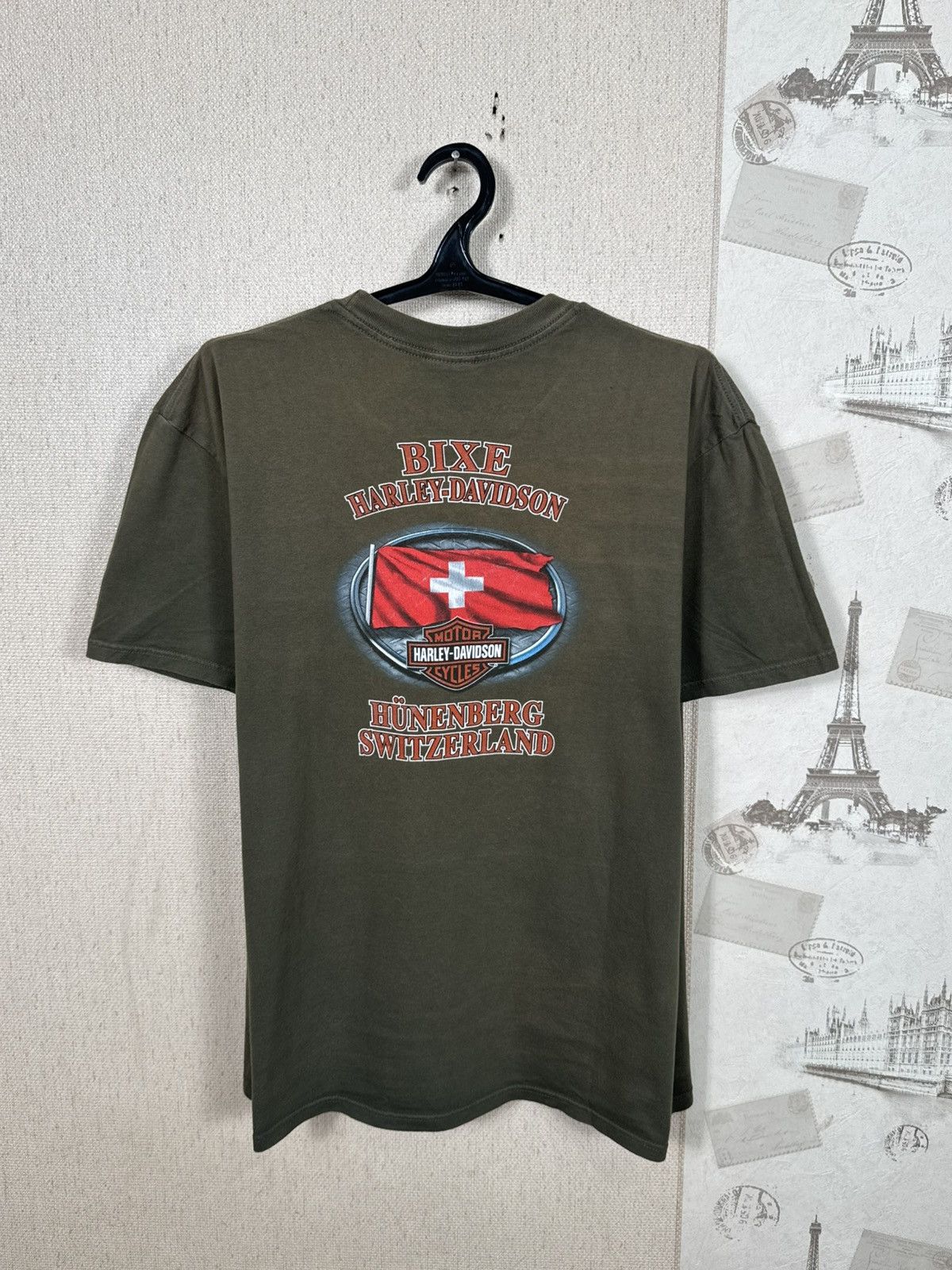Harley Davidson Vintage Harley Davidson T shirt Swiss Biker USA XL Green Size US XL / EU 56 / 4 - 2 Thumbnail