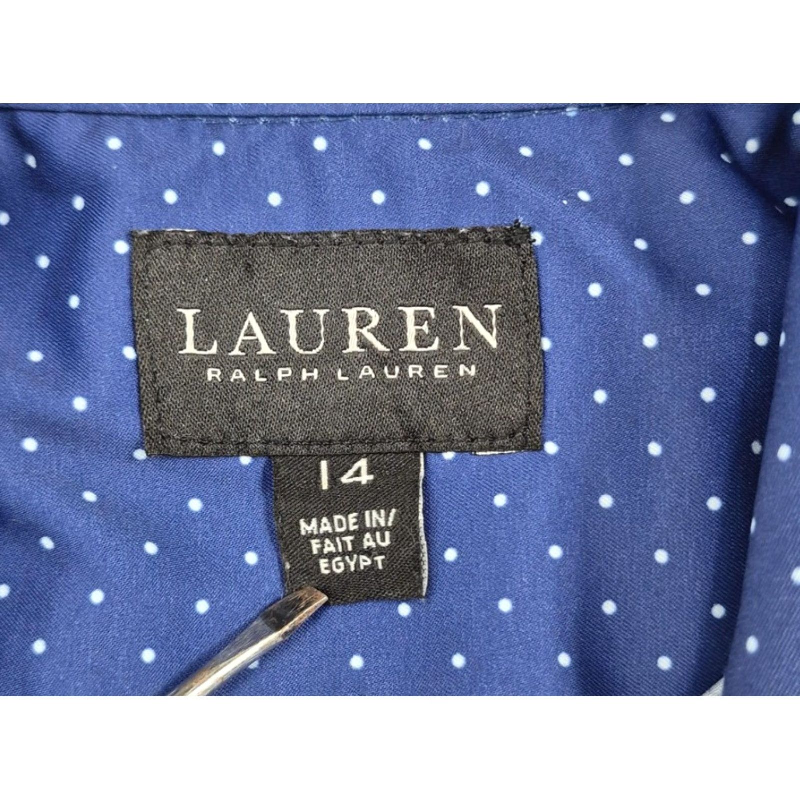 Ralph Lauren Lauren Ralph Lauren Shirt Womens 14 Blue Polka Dot Button Up Stretch Long Sleeve Size XL / US 12-14 / IT 48-50 - 5 Thumbnail