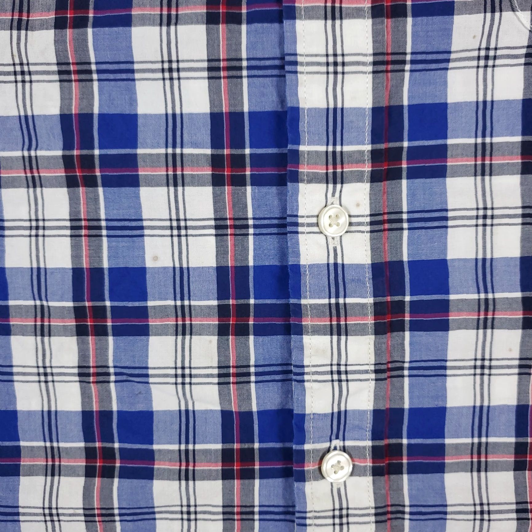 Tommy Hilfiger Tommy Hilfiger Button-Up Shirt Mens Large Blue Plaid Short Sleeve Classic Fit Size US L / EU 52-54 / 3 - 4 Thumbnail