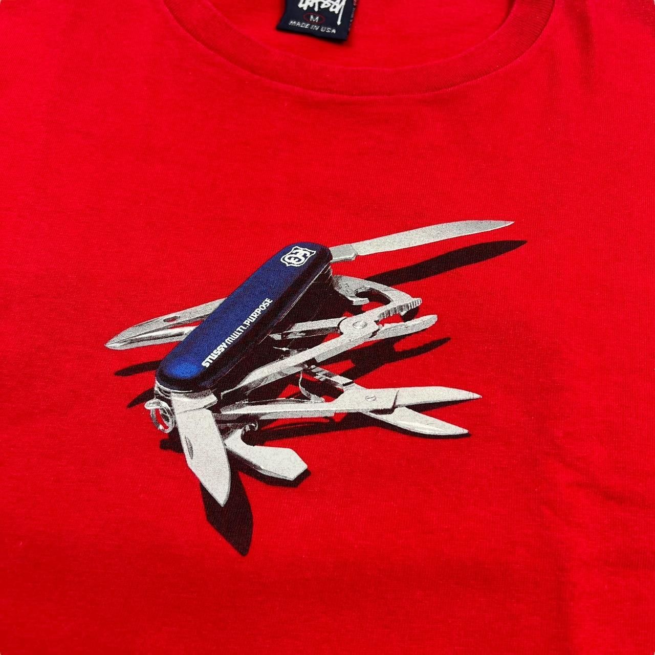 Stussy Vintage 90s Stussy Pocket Knife Red T-shirt - Medium Size US M / EU 48-50 / 2 - 4 Thumbnail