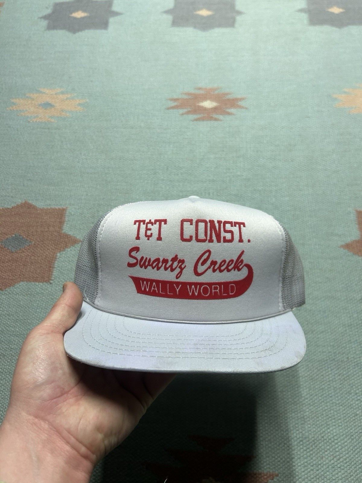 Vintage Vtg trucker hat mesh T&T construction Swartz creek Michigan Size ONE SIZE - 2 Thumbnail
