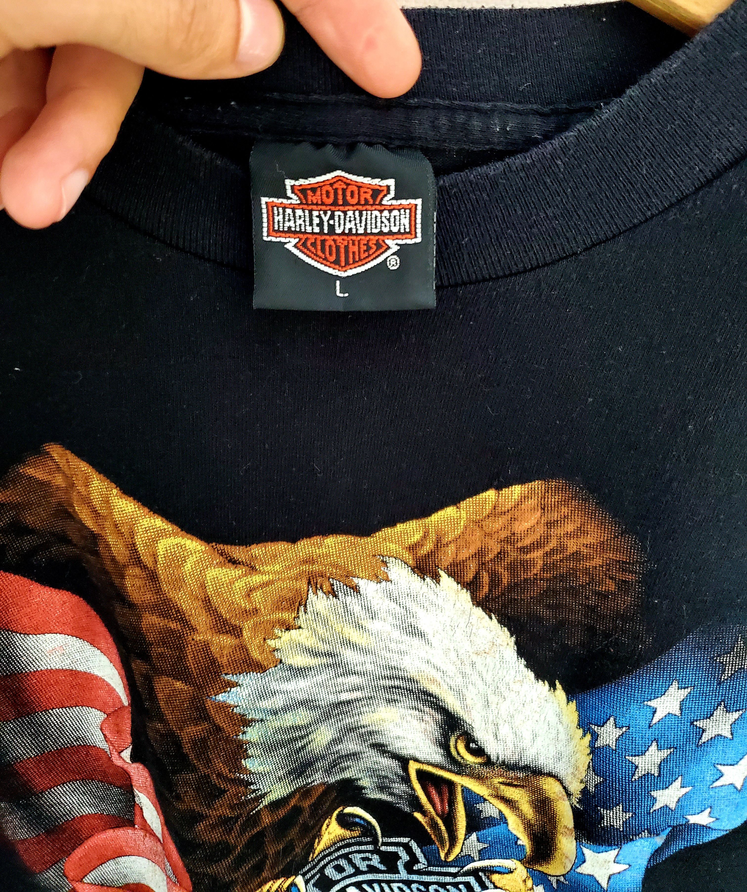 Harley Davidson × Vintage 80s Harley Davidson 3D Emblem American Eagle Black T Shirt L Size US L / EU 52-54 / 3 - 4 Thumbnail
