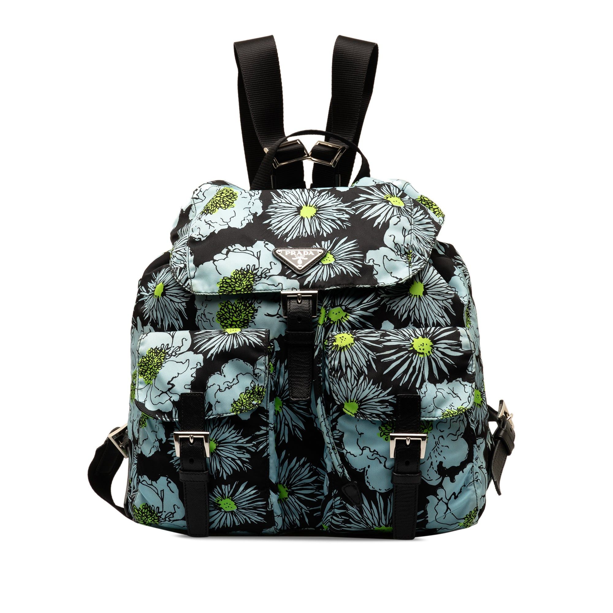 image of Prada Tessuto Stampato Backpack in Blue, Women's