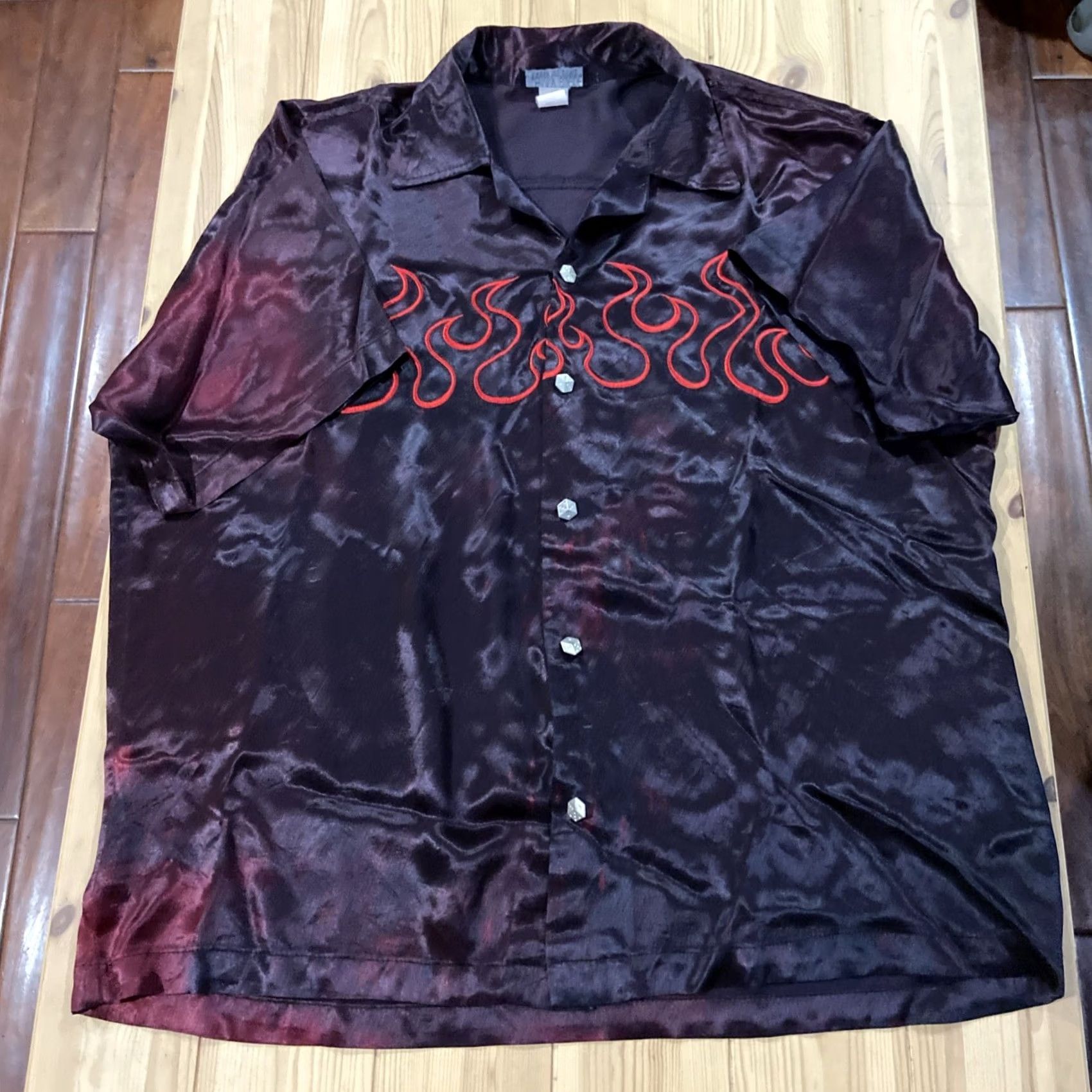 Vintage VINTAGE Johnny Suede Shirt 2XL Black Suede Embroidered Dice 90s Rockabilly Button-Up Short Sleeve Mens Size US XXL / EU 58 / 5 - 5 Thumbnail