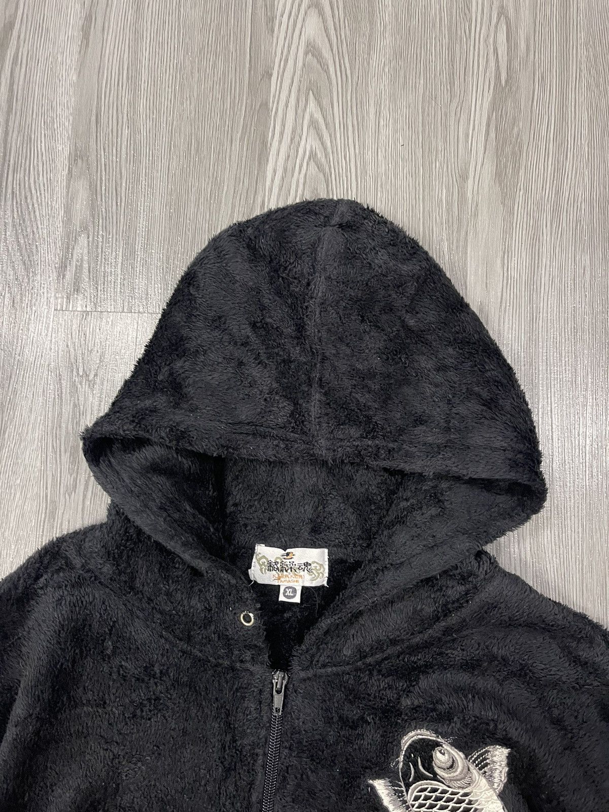 Karikuri Tamashi Koi Fish Embroidery Furry fleece hoodies