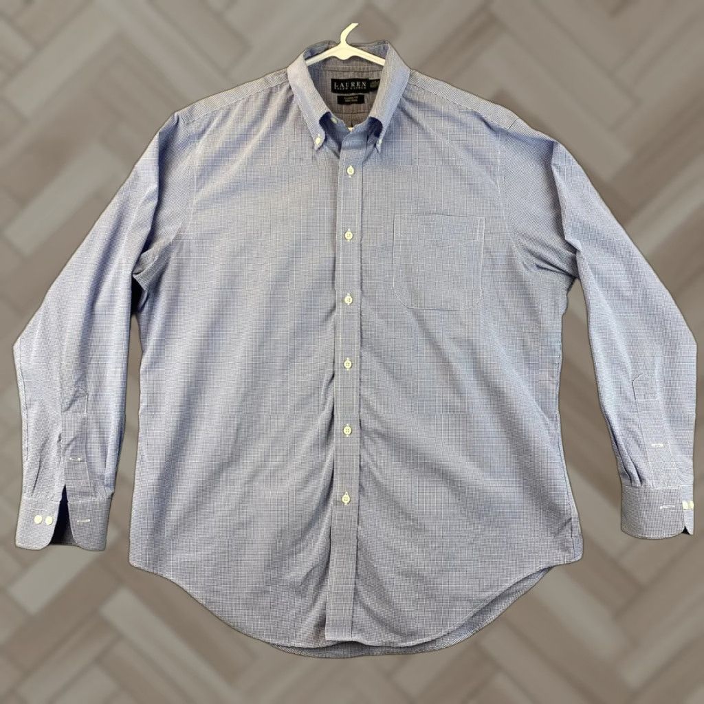 Ralph Lauren Ralph Lauren Shirt Blue/White Check Button-Up, Classic Fit, Size 16.5, Mens Size US L / EU 52-54 / 3 - 1 Thumbnail