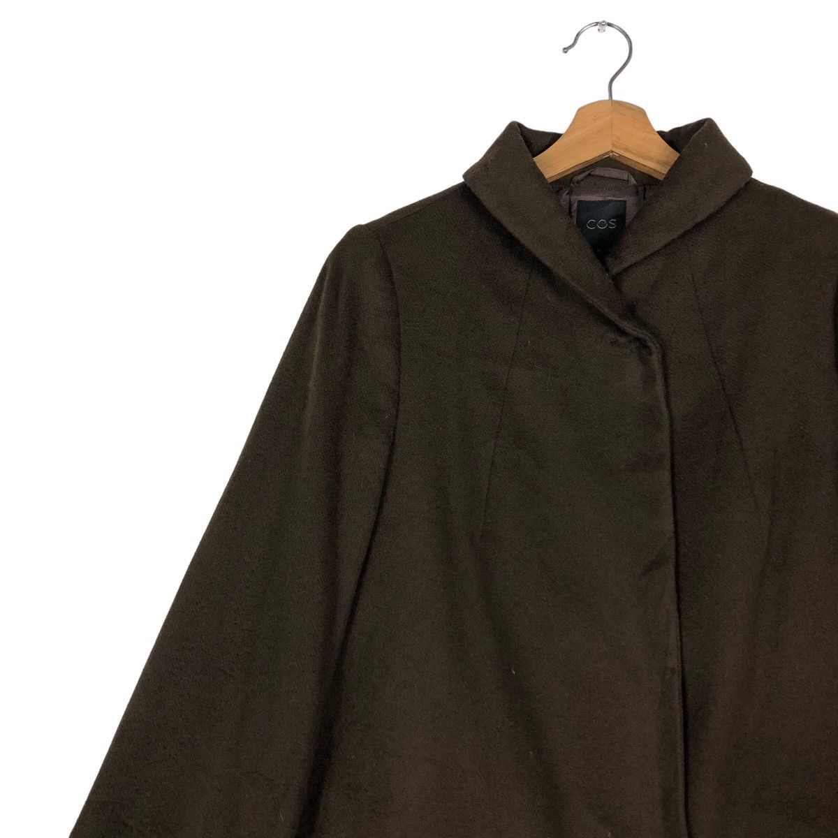 Cos 🔥Long Jacket Wool Herringbone Fly COS Rich Brown Size XS / US 0-2 / IT 36-38 - 7 Thumbnail
