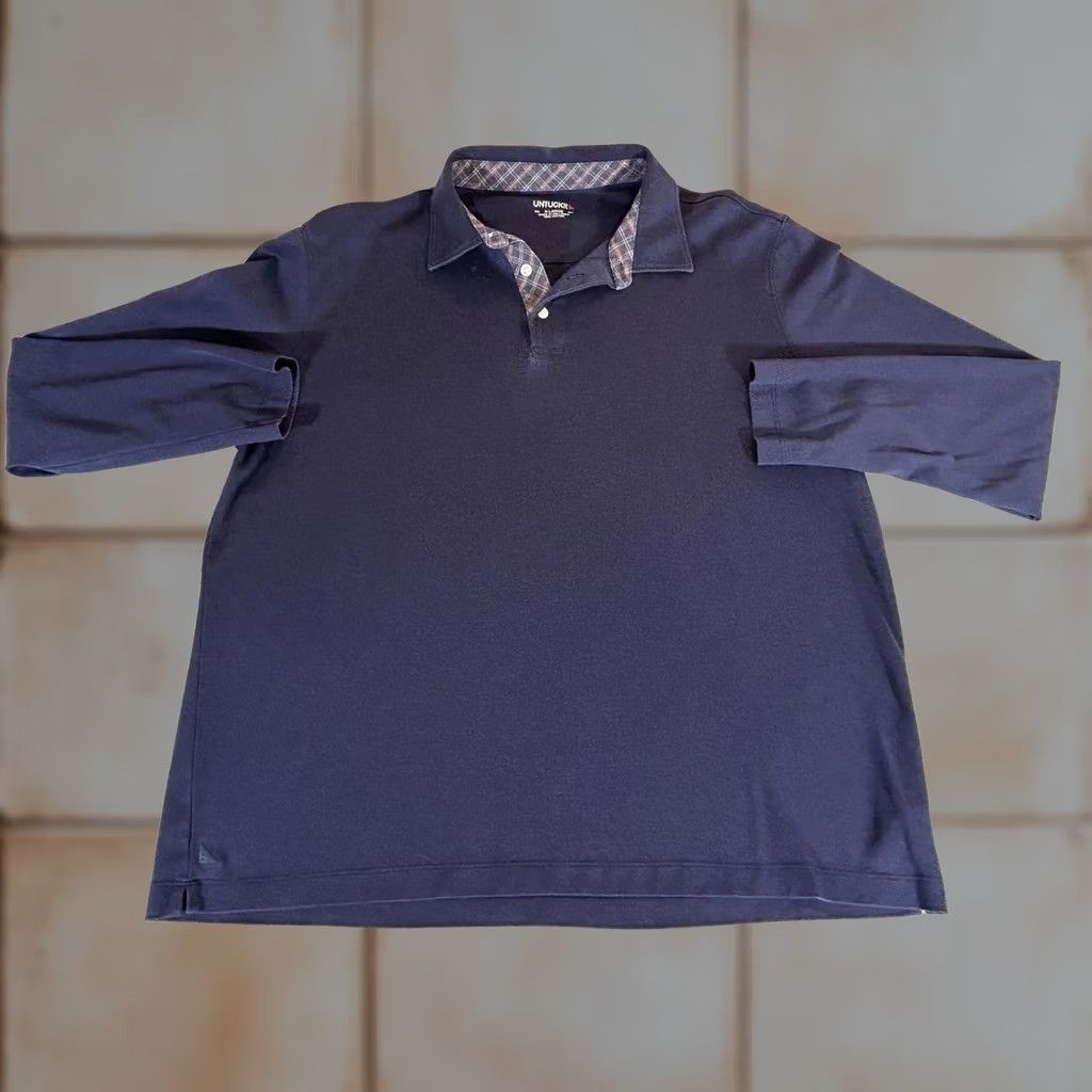 UNTUCKit UNTUCKit Polo Shirt Mens XL Navy Damaschino Placket Long Sleeve Casual Golf Shirt Size US XL / EU 56 / 4 - 1 Thumbnail