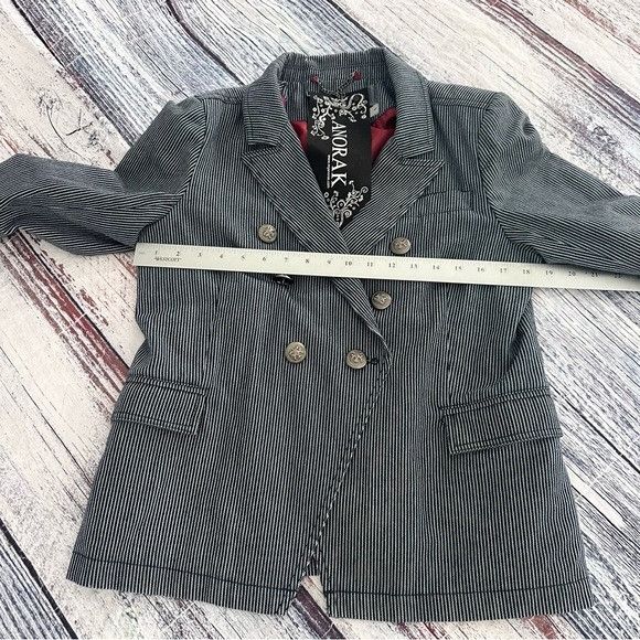 Other ANORAK Navy Pinstripe Double-Breasted Blazer Size L / US 10 / IT 46 - 8 Thumbnail