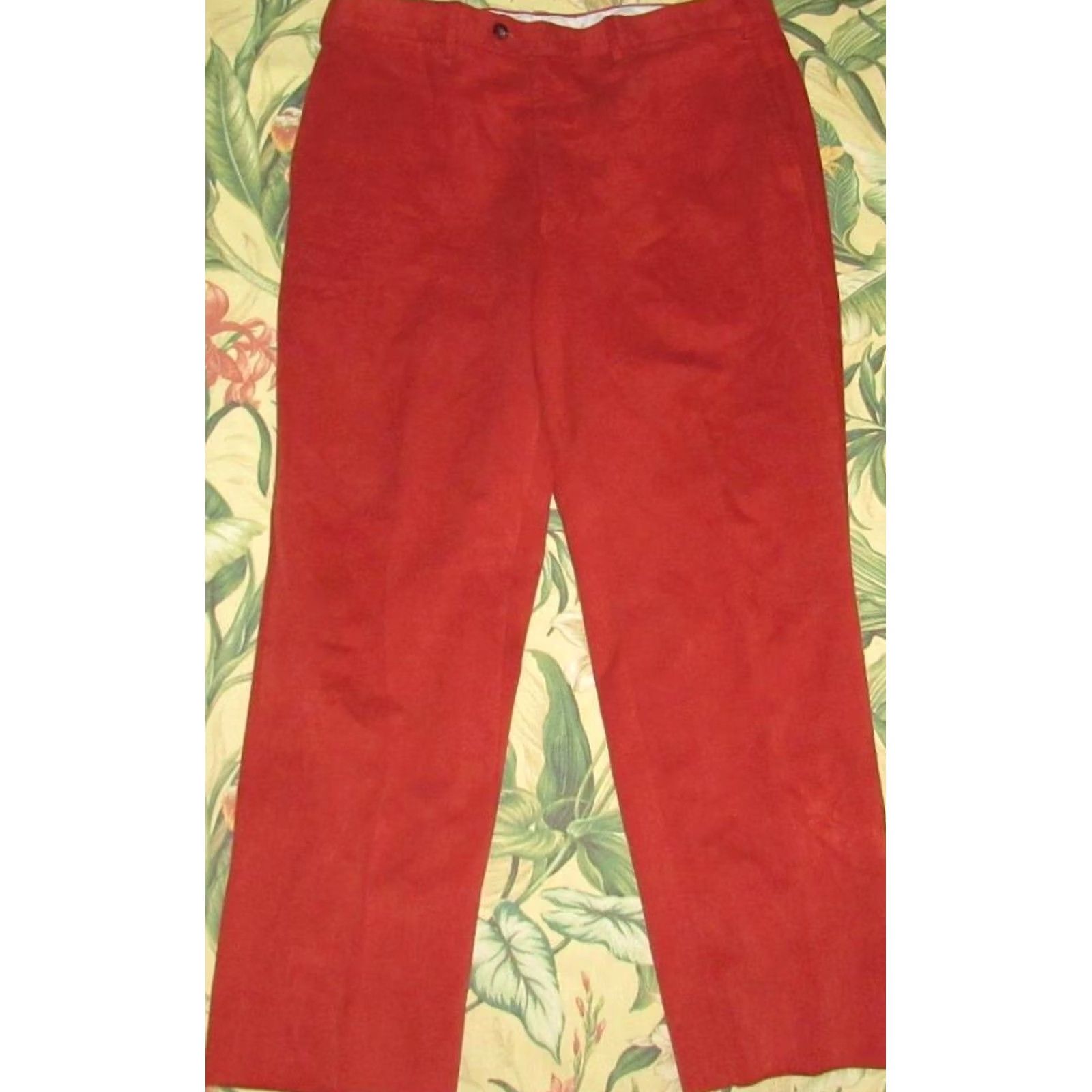Peter Millar PETER MILLAR Red Flat Front Thin Wale Corduroy Pants 34 x 28 Mens Chino Pants Red 34 Inseam 28 Size US 34 / EU 50 - 3 Thumbnail