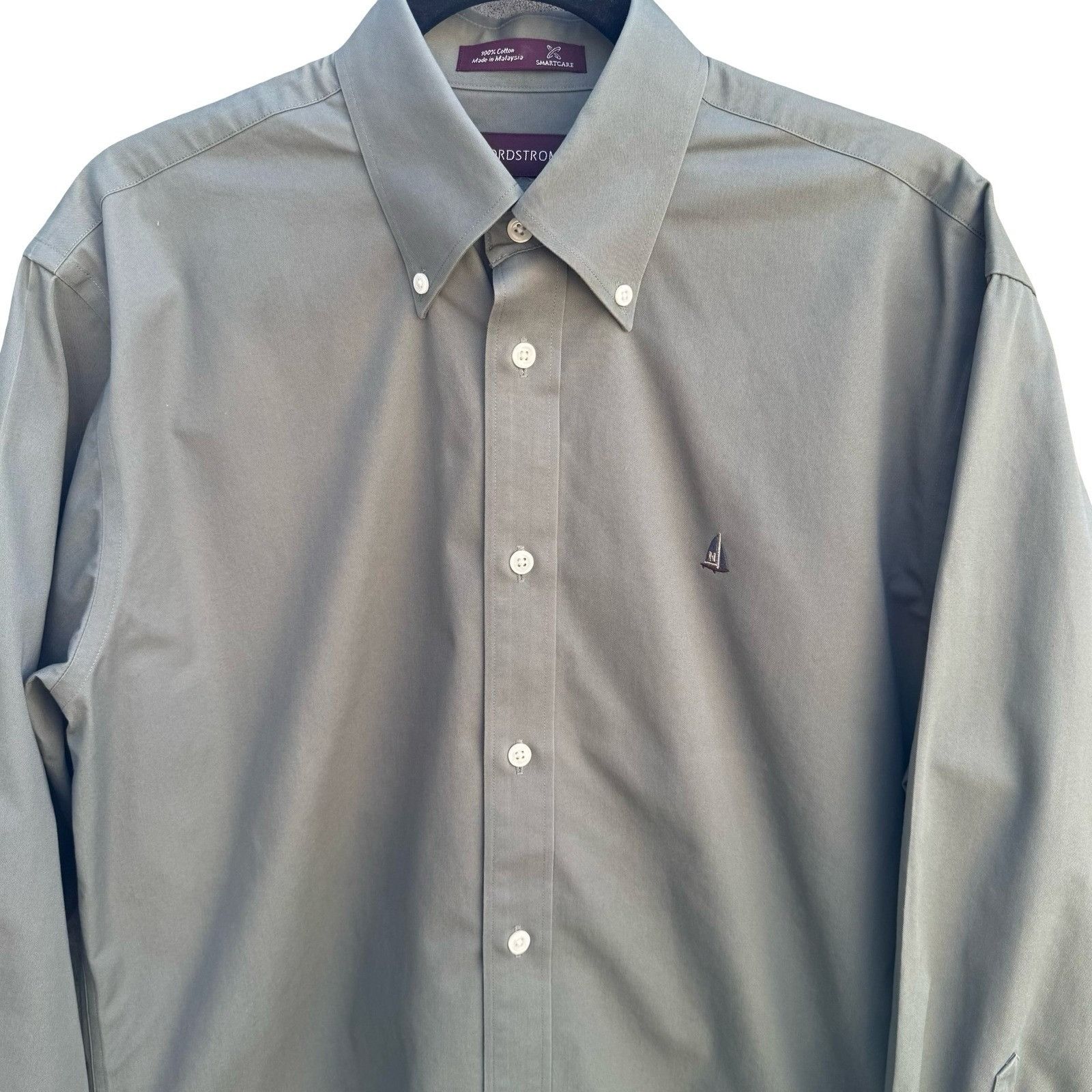 Nordstrom Nordstrom Smartcare Mens Long Sleeve Button Down Shirt Grey Size US L / EU 52-54 / 3 - 3 Thumbnail