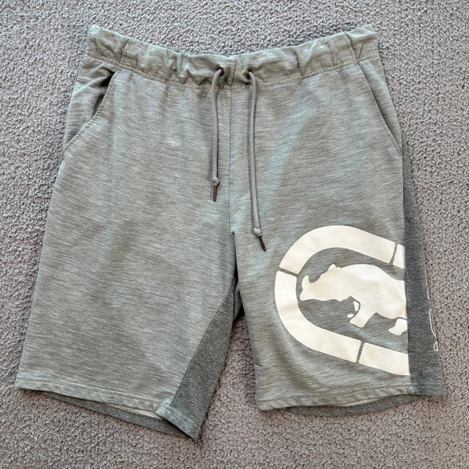 Ecko Unltd Mens Gray Sweat Shorts Graphic Rhino Logo XL