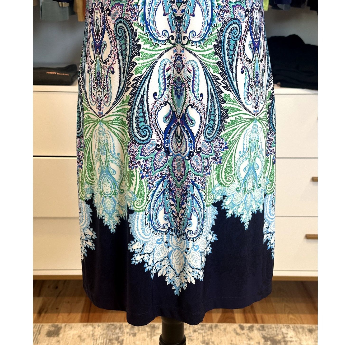Other Eliza J Blue White Paisley Short Sleeve Jersey Midi Dress 6 Size M / US 6-8 / IT 42-44 - 3 Thumbnail