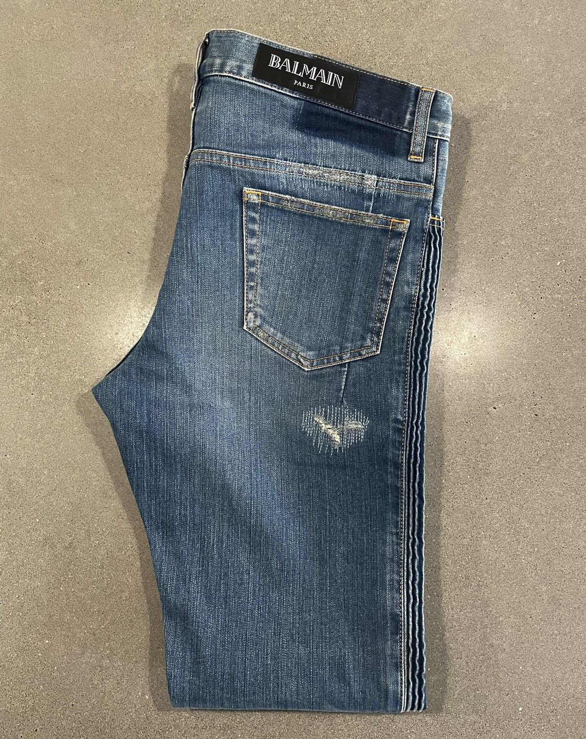 Balmain VERY RARE: S/S 2018 Balmain Destroyed Homme Skinny Jeans Size US 32 / EU 48 - 8 Thumbnail