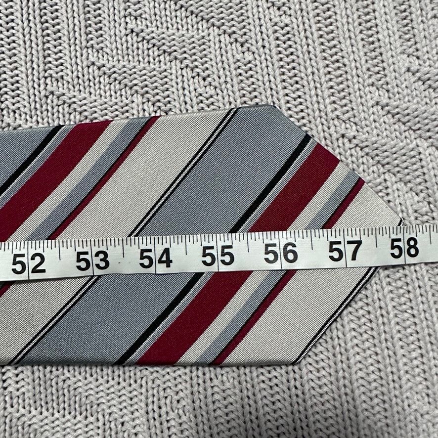 Saks Fifth Avenue Vintage Saks 5th Ave maroon and gray striped silk tie Size ONE SIZE - 4 Thumbnail