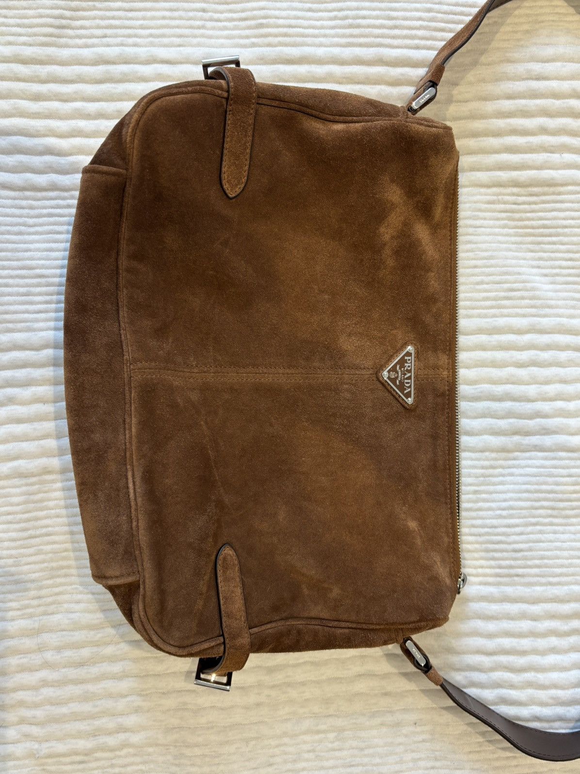 Prada Brown Suede Shoulder Bag Size ONE SIZE - 8 Thumbnail