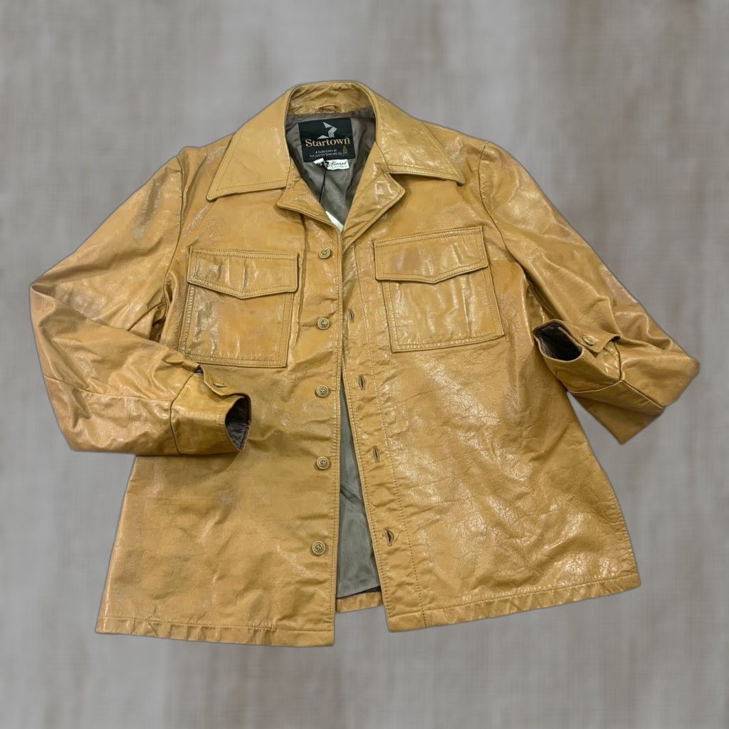 VINTAGE Startown Jacket Mens 42 Genuine Leather Tanned Lined 70s