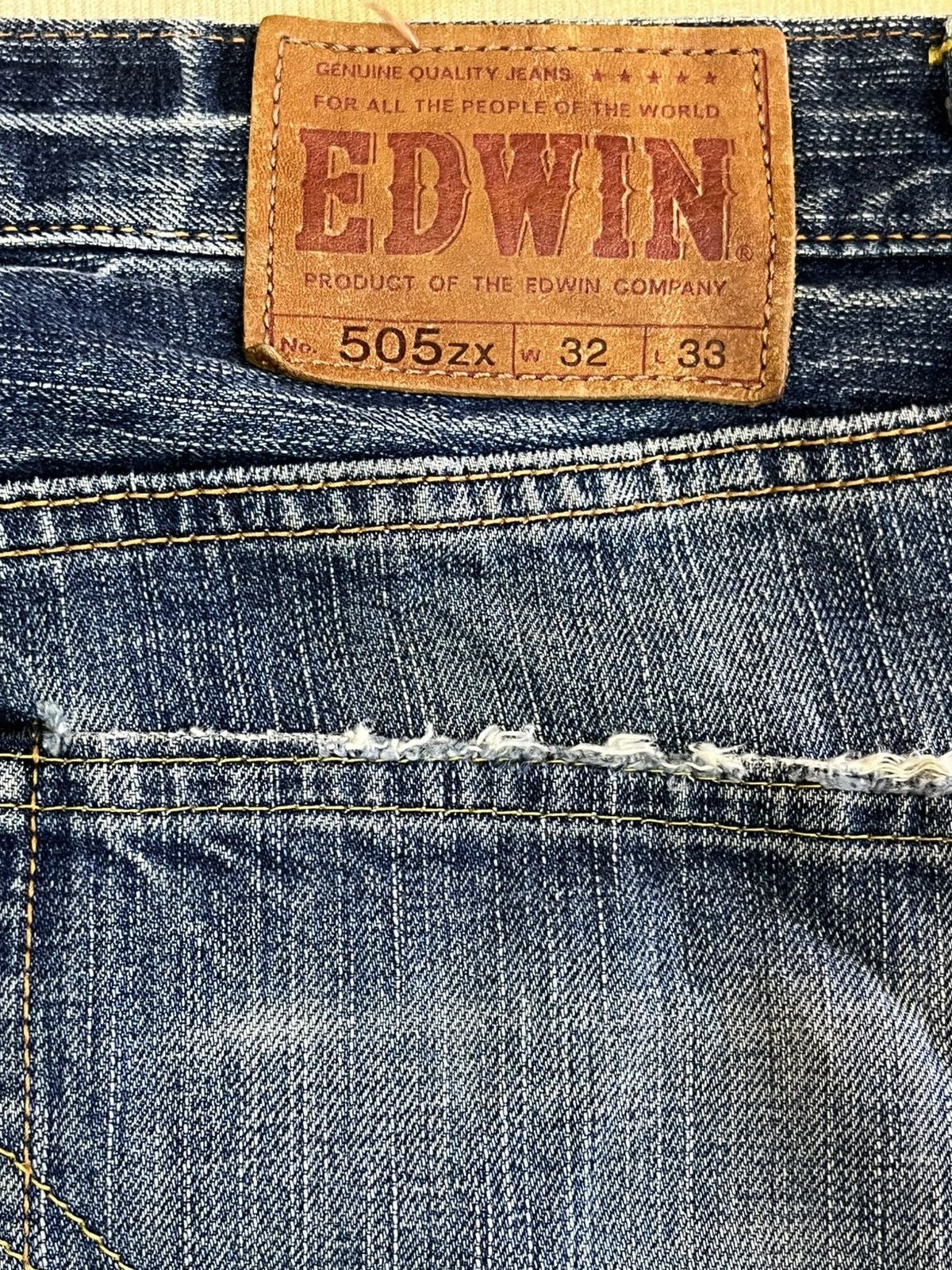 Edwin × Vintage Vintage Edwin 505zx Selvedge Distressed Denim Size US 33 - 11 Thumbnail