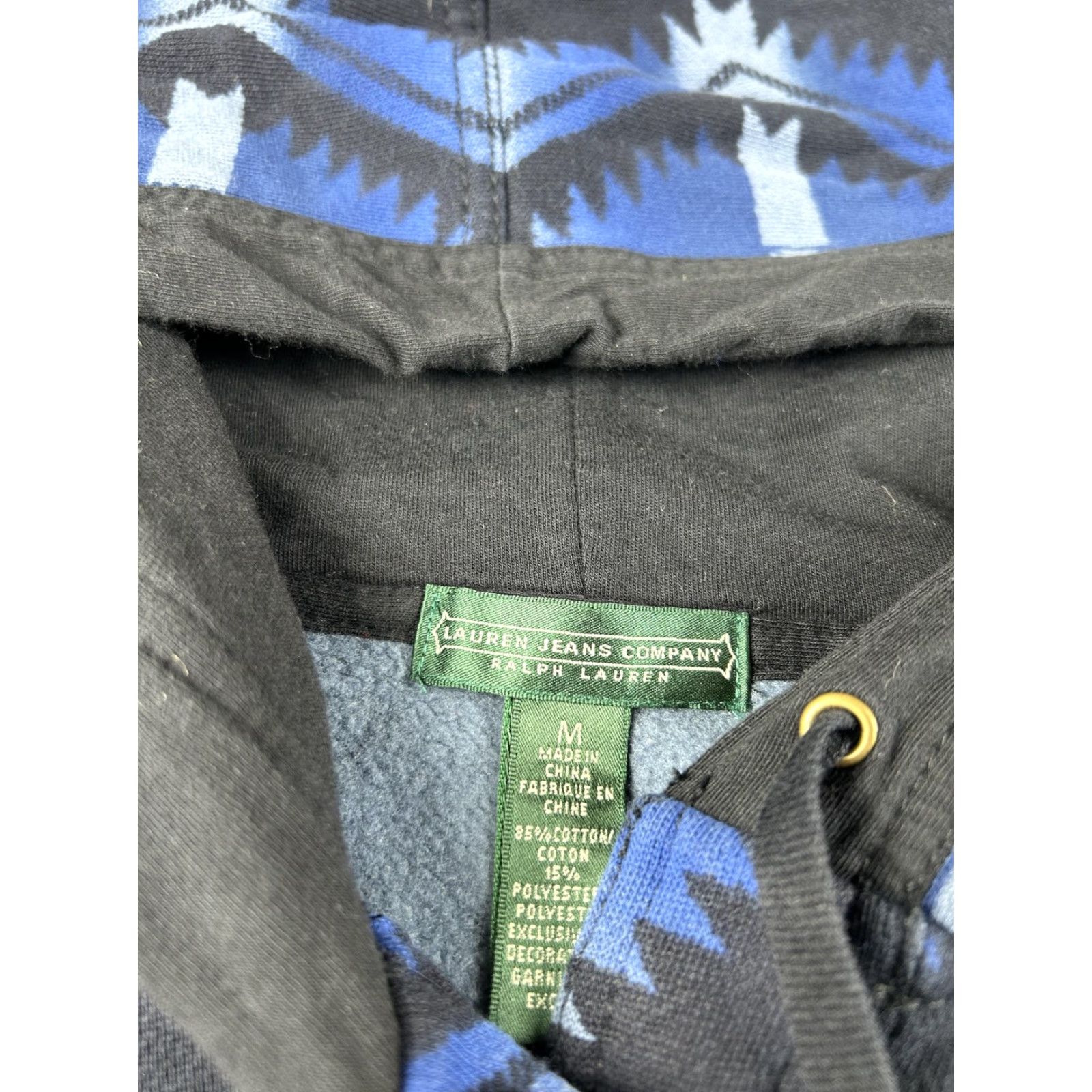 Ralph Lauren Lauren Ralph Lauren Hoodie Sweater Jacket Blue Aztec Southwestern Womens Medium Knit Comfort Cardigan Pockets Hooded Size M / US 6-8 / IT 42-44 - 4 Thumbnail
