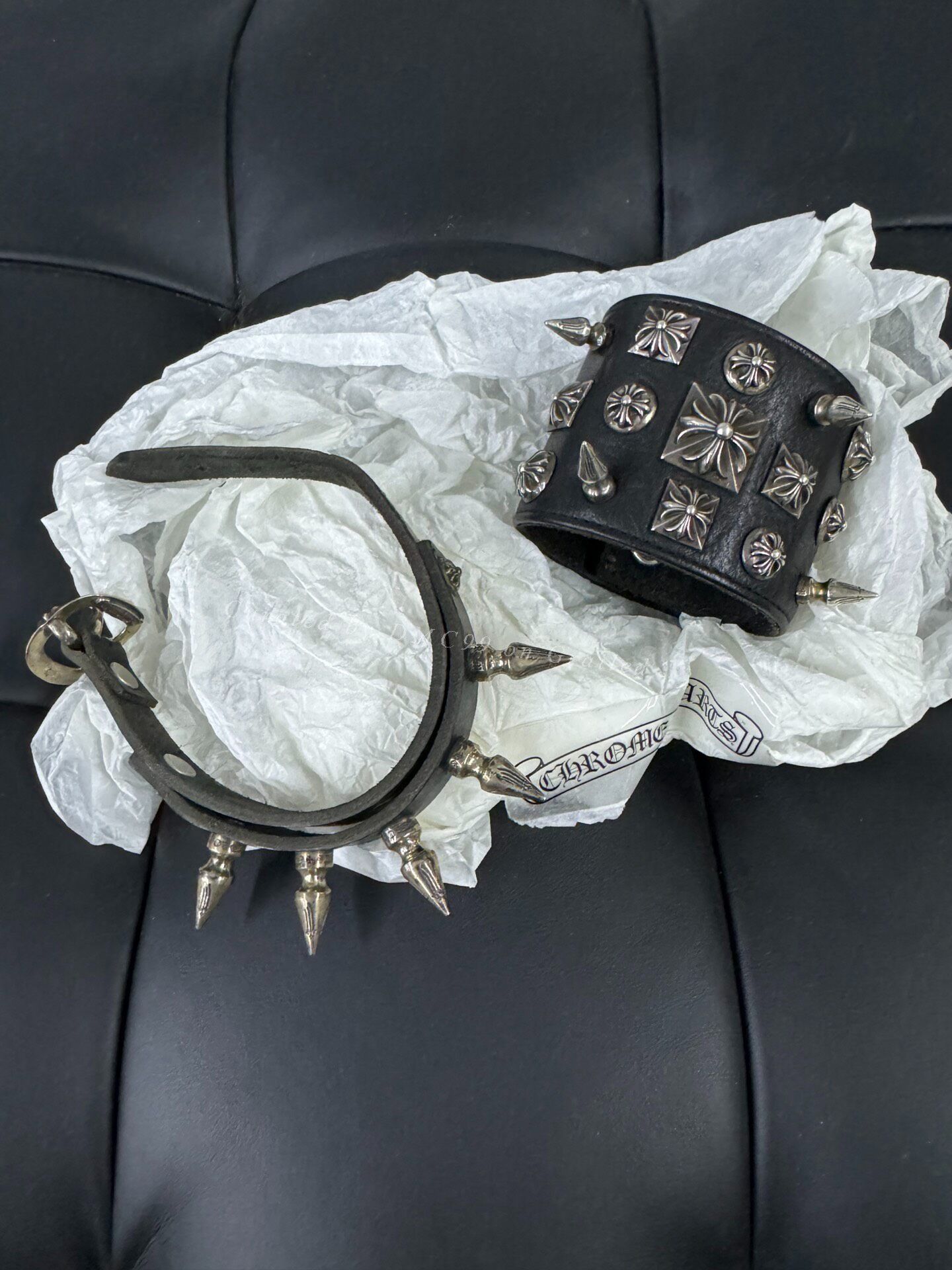 Chrome Hearts Chrome Hearts Silver Rivet Leather Bracelet Size ONE SIZE - 1 Thumbnail