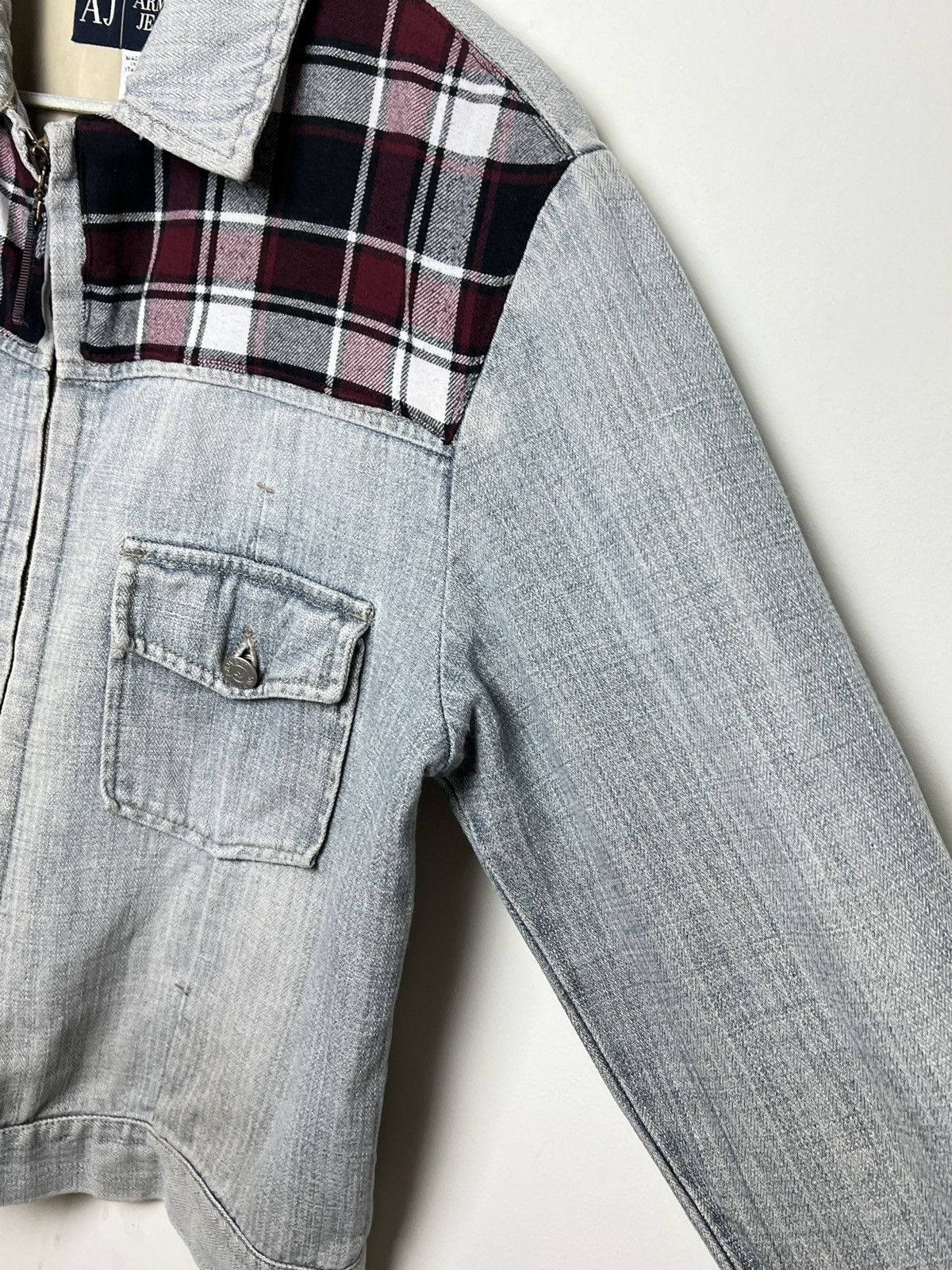 Giorgio Armani armani y2k archive hemp moto tartan work jacket Size US M / EU 48-50 / 2 - 10 Thumbnail