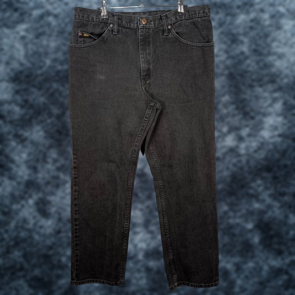 Lee Lee Mens Jeans 34x29 Black Denim Relaxed Straight Leg 5-Pocket Cotton Denim Jeans Regular Inseam 29" Vintage No Brand Lee 34" Mens jeans Size US 34 / EU 50 - 1 Thumbnail