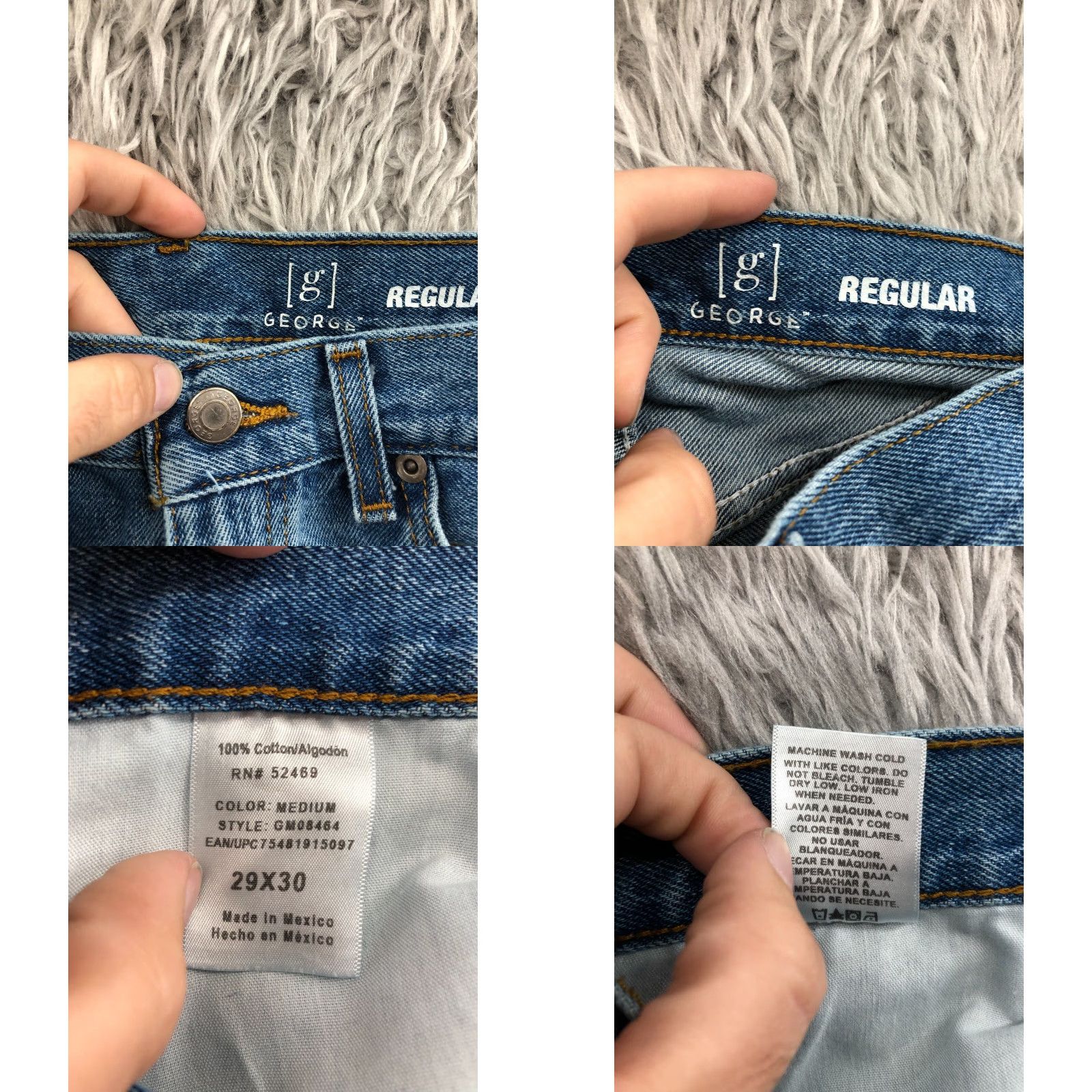 George George Jeans Mens 29x30 Straight Mid Rise Medium Wash Blue Size US 29 - 8 Thumbnail