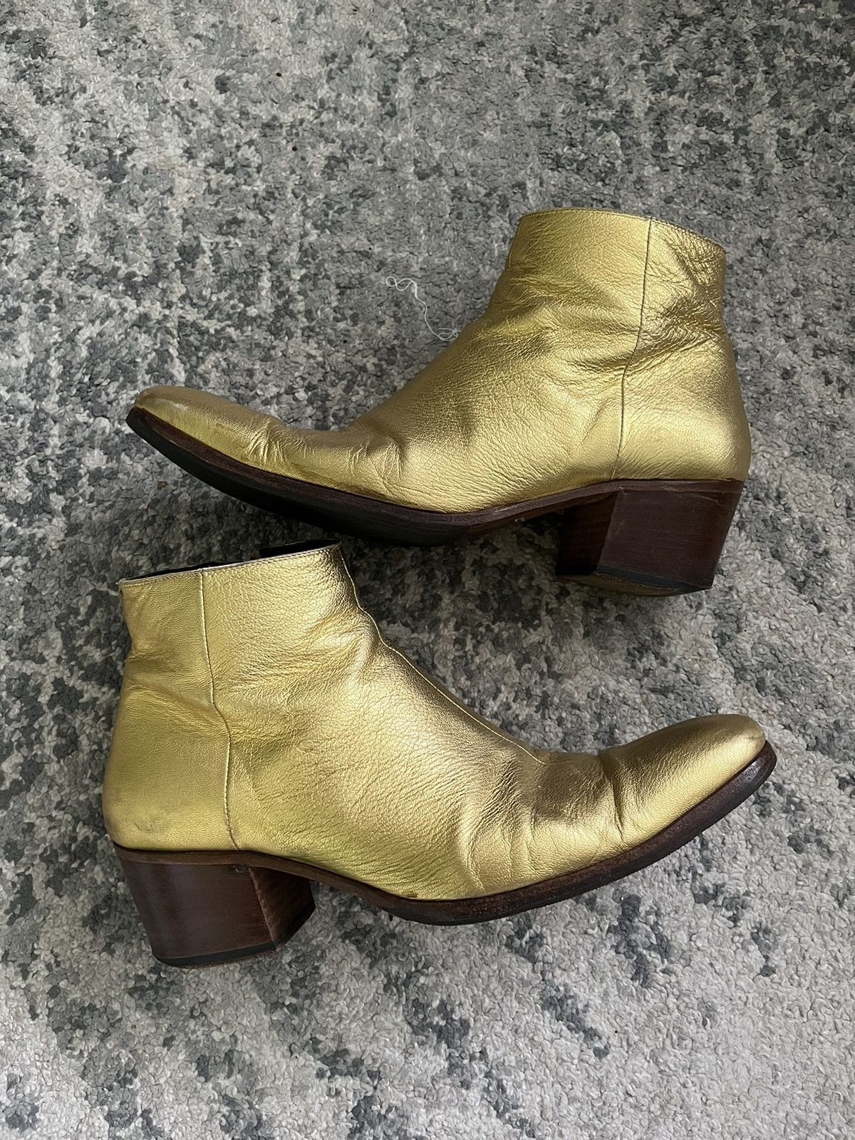 Pre-owned Dior X Hedi Slimane Dior Homme Aw05 Gold Cuban Heel Shoes Boots
