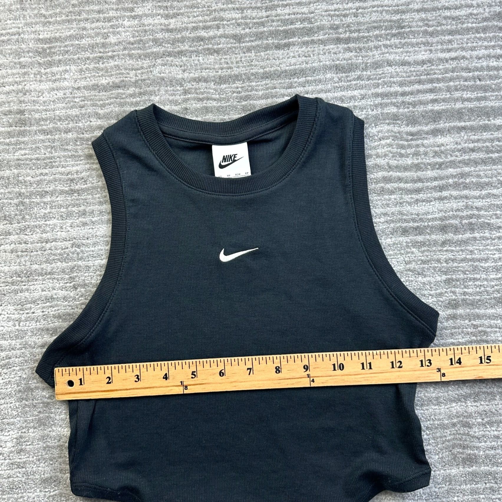 Nike Nike Shirt Womens XS Essentials Ribbed Cropped Tank Top Center Swoosh Black Size XS / US 0-2 / IT 36-38 - 6 Thumbnail