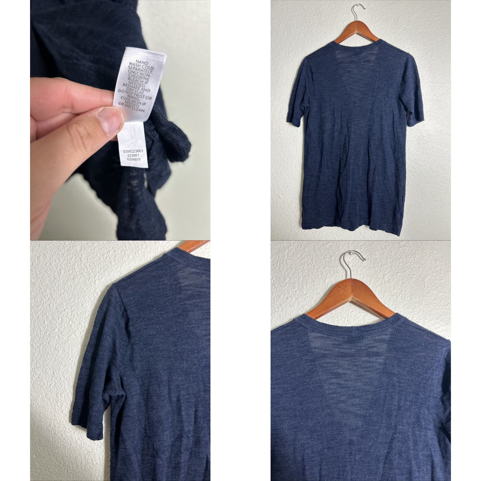 J. Jill VINTAGE J Jill Cardigan Knit Linen Blend Navy XS Women Short Sleeve Button Up Sweater blue Size XS / US 0-2 / IT 36-38 - 9 Thumbnail