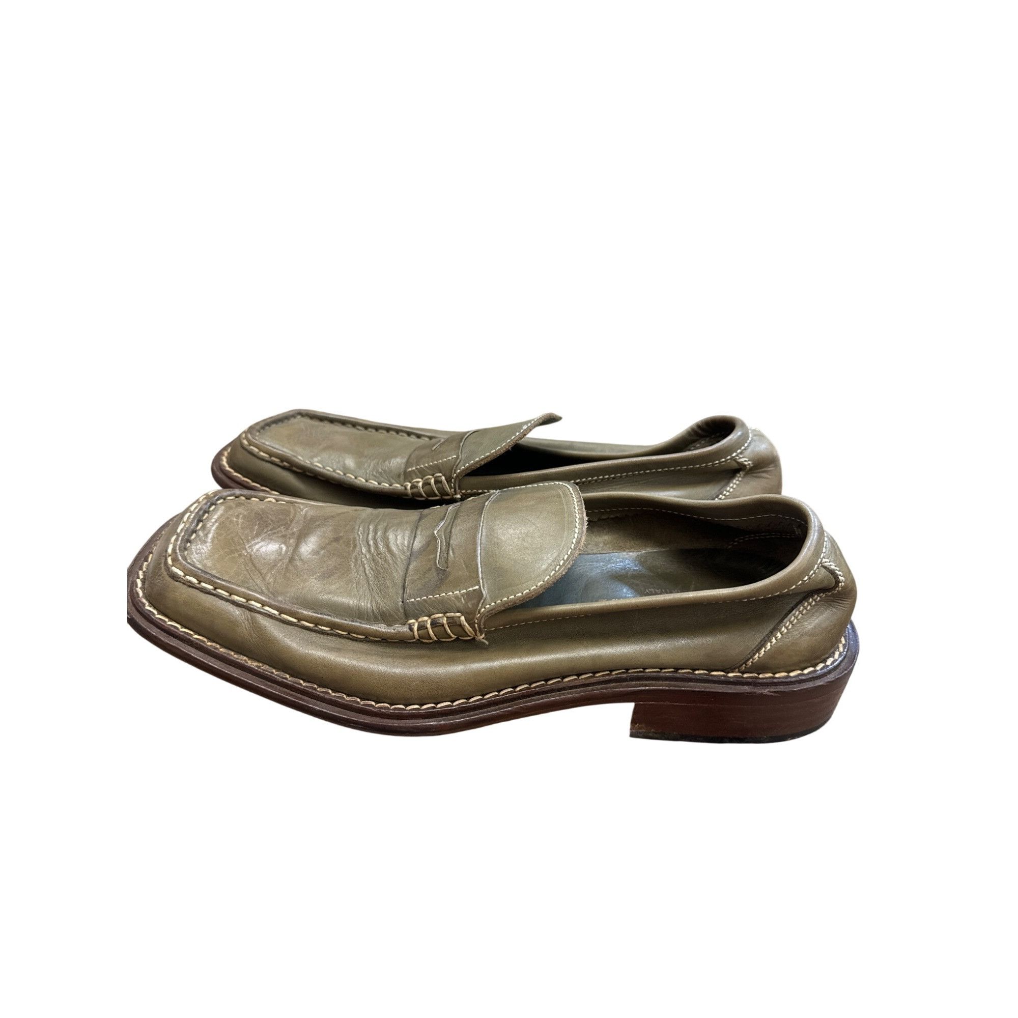 Designer Jonathan Made In Italy Leather Slip-On Green Loafers Shoes S Size US 9 / EU 42 - 5 Thumbnail