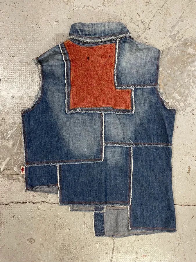 Jean Paul Gaultier 2000s Jean Paul Gaultier Asymmetrical Patchwork Wool Denim Jacket Size S / US 4 / IT 40 - 2 Thumbnail