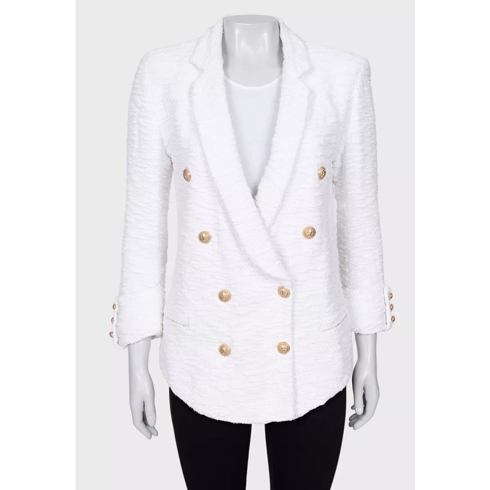 Balmain Balmain White Double-Breasted Jacket Sz.M/FR38 Size S / US 4 / IT 40 - 1 Thumbnail