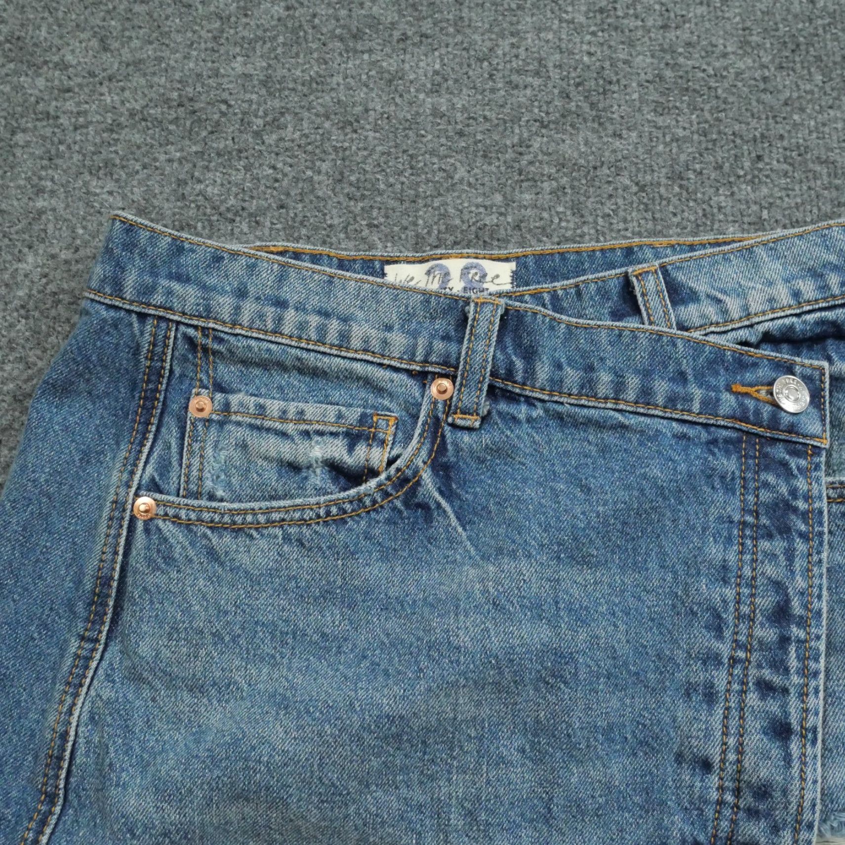 Free People Free People Skirt Womens 28 Blue Denim Asymmetrical Distressed We The Free Size 28" / US 6 / IT 42 - 4 Thumbnail