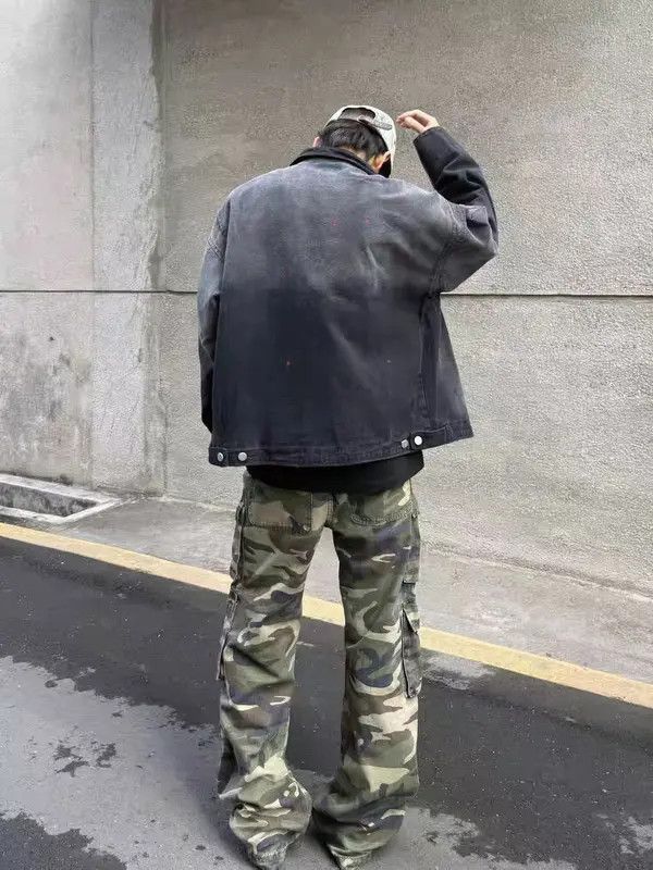 VIBE Washed camouflage baggy micro flare casual trousers Size US 32 / EU 48 - 7 Thumbnail