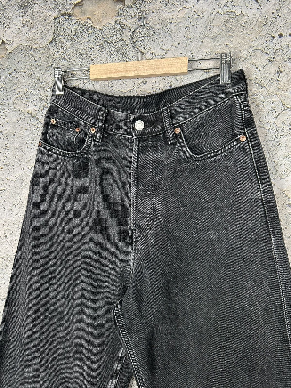 Vintage Weekday Astro Loose Baggy Jeans Denim Washed Black Rare Size US 27 - 4 Thumbnail