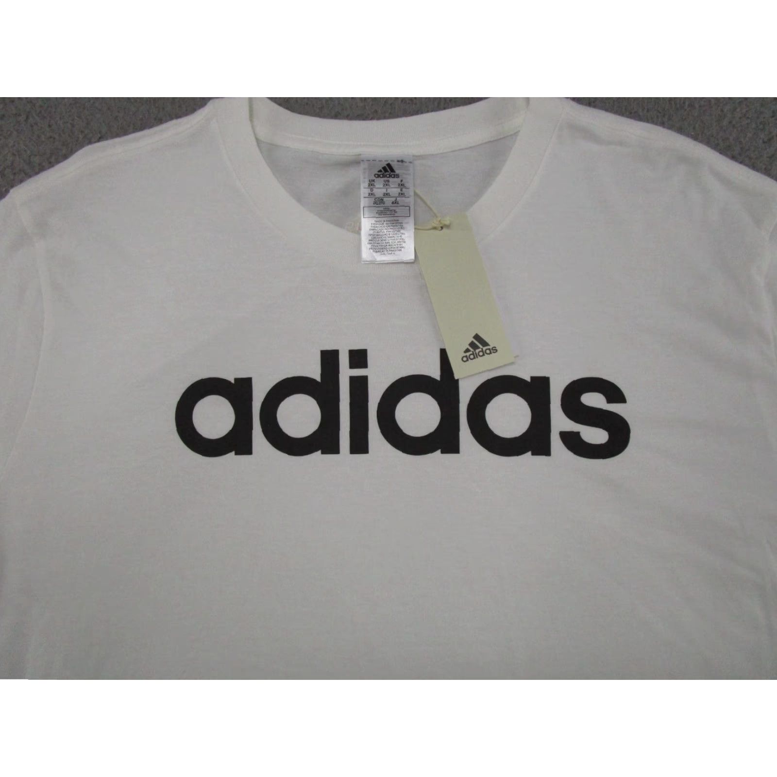 Adidas adidas Linear Logo Mens T Shirt Cotton Short Sleeve Size 2XL White Black Logo Sports Size US XXL / EU 58 / 5 - 2 Thumbnail