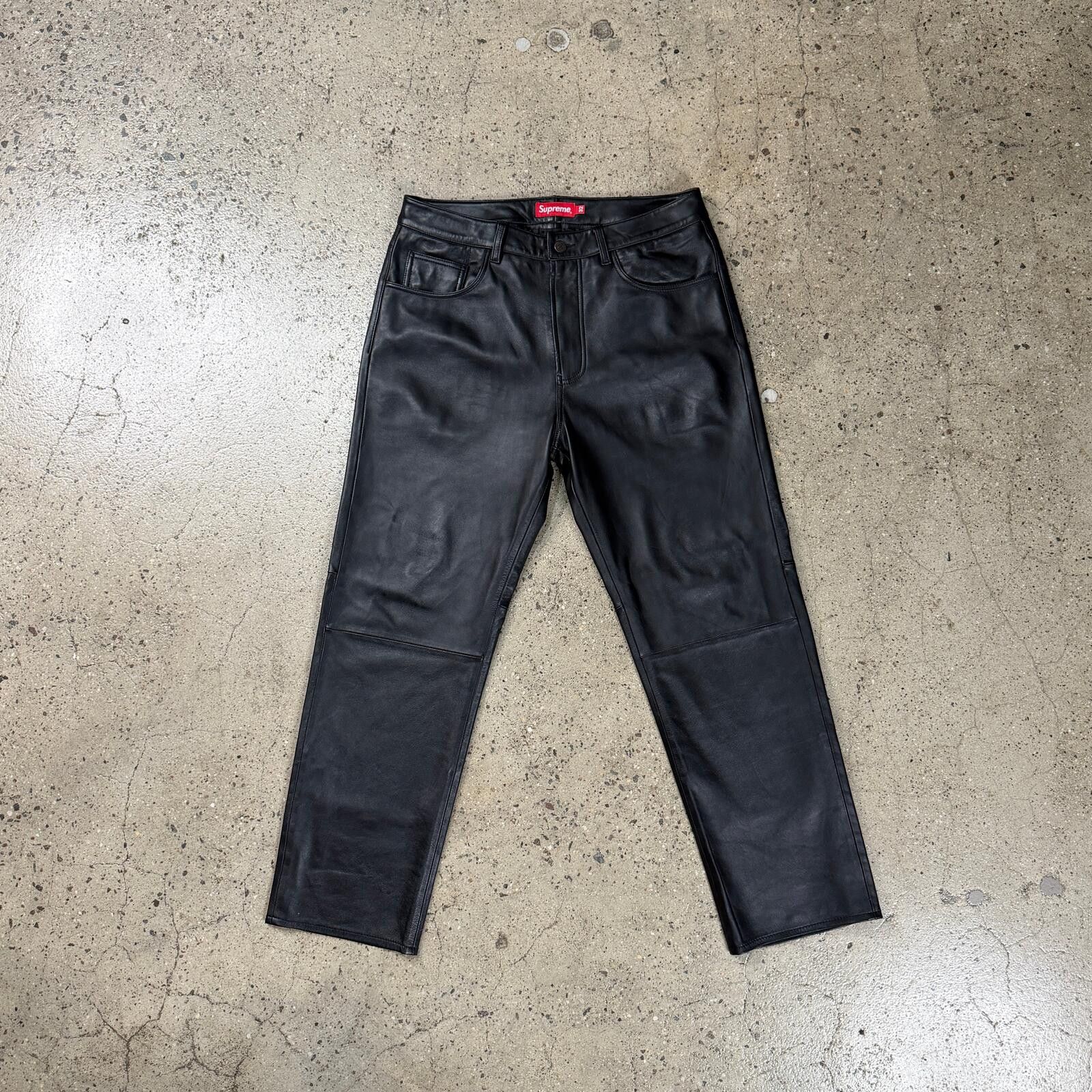 Supreme Lambskin Leather Straight Leg Pants