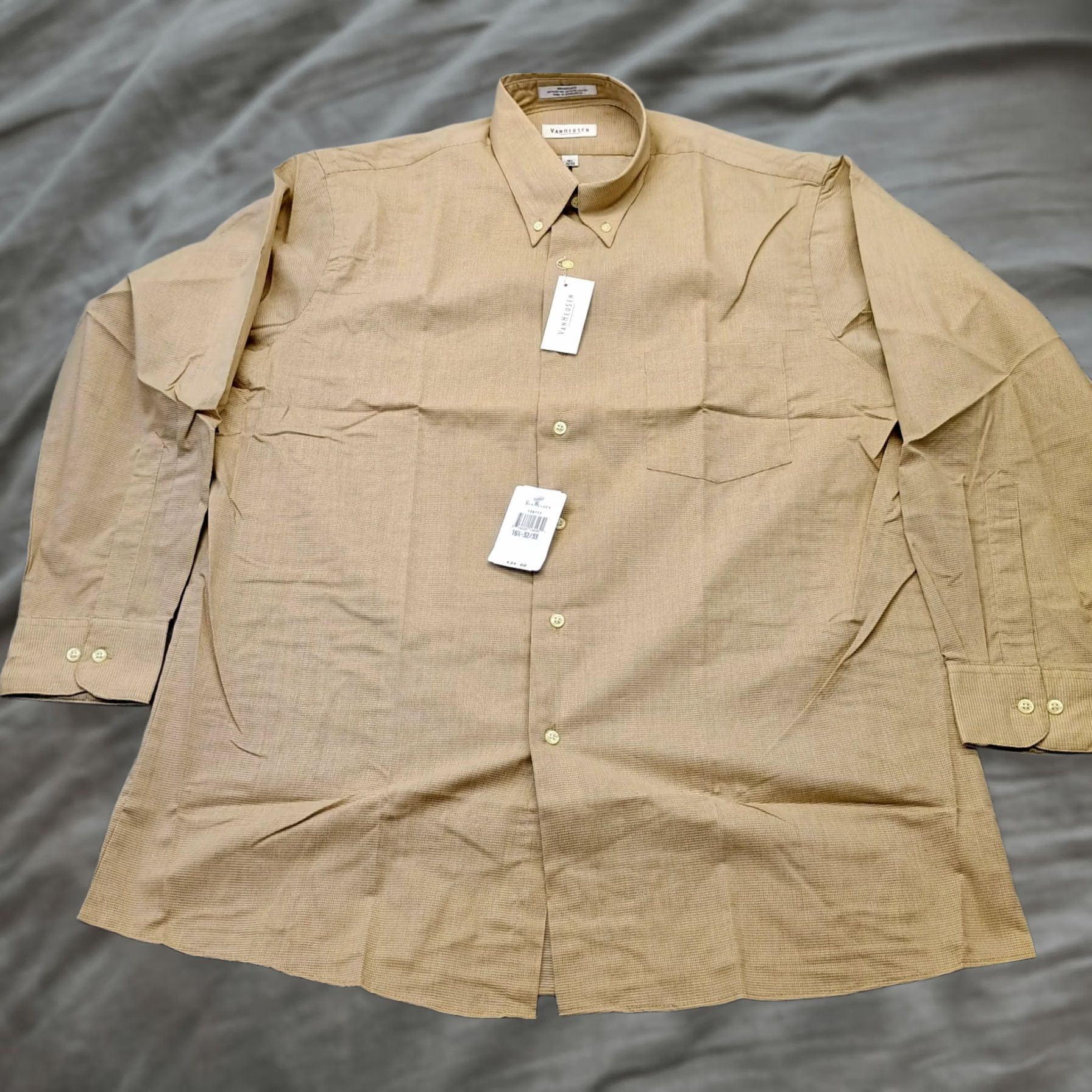 Van Heusen Van Heusen Dress Shirt Mens 16.5 Tan Long Sleeve Button-Down Formal Shirt Size 46R - 1 Thumbnail