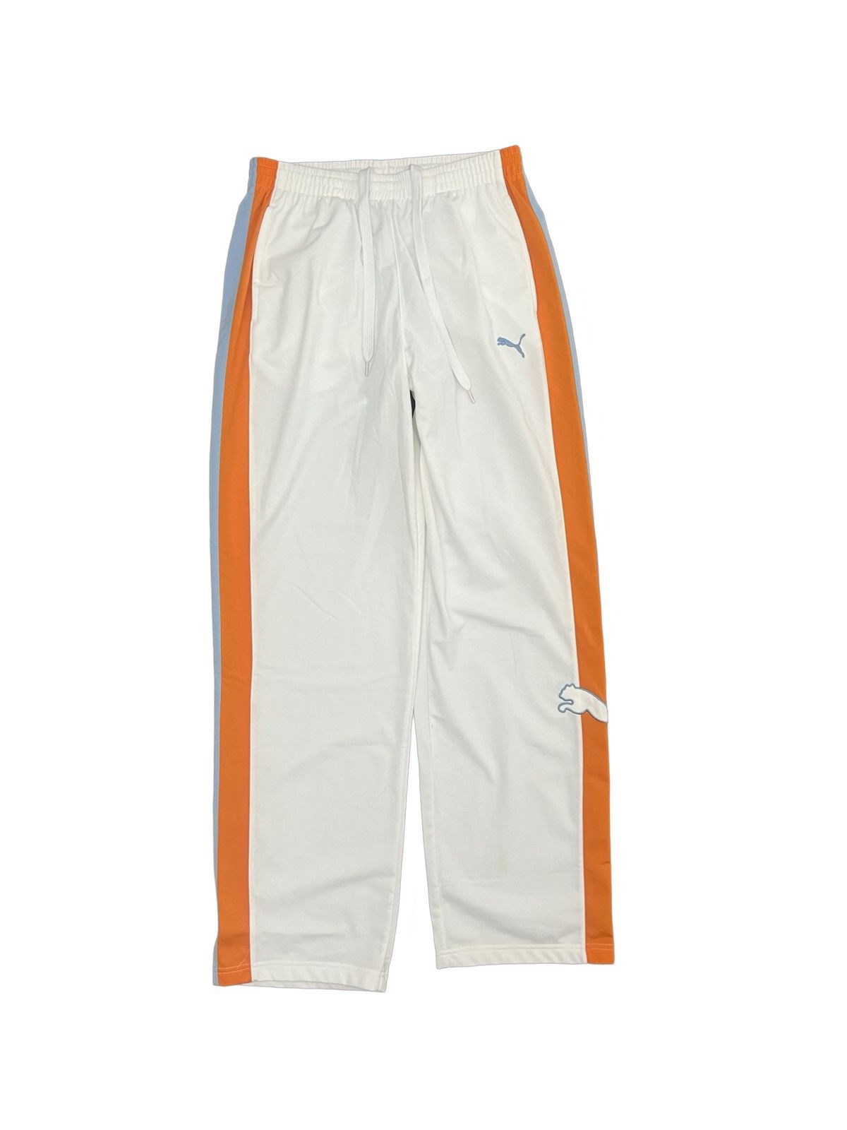 Puma White Puma Track Pants with Orange and Blue Stripes Size US 28 / EU 44 - 2 Thumbnail