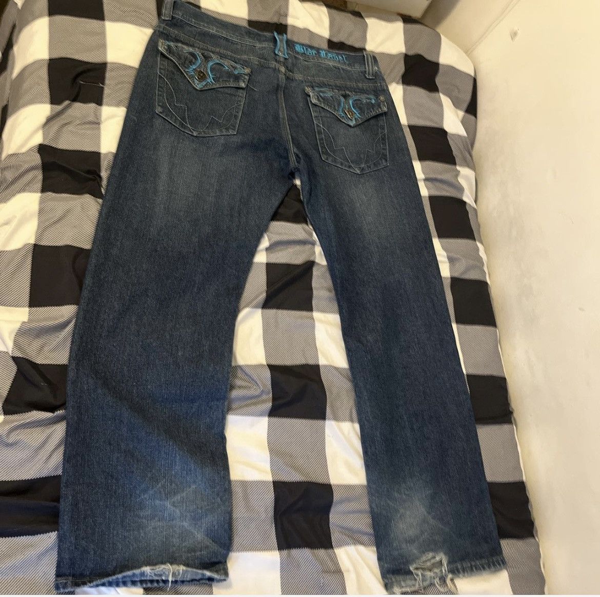 True Religion RARE Vintage Embroidered BLACK LABEL Jeans Size US 38 / EU 54 - 3 Thumbnail