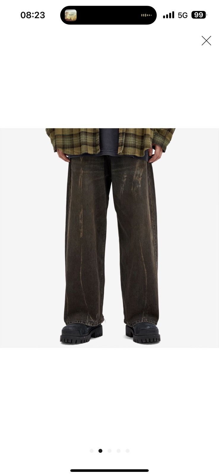Balenciaga Mud Show brown/black bleached distressed baggy jeans Size US 30 / EU 46 - 10 Thumbnail