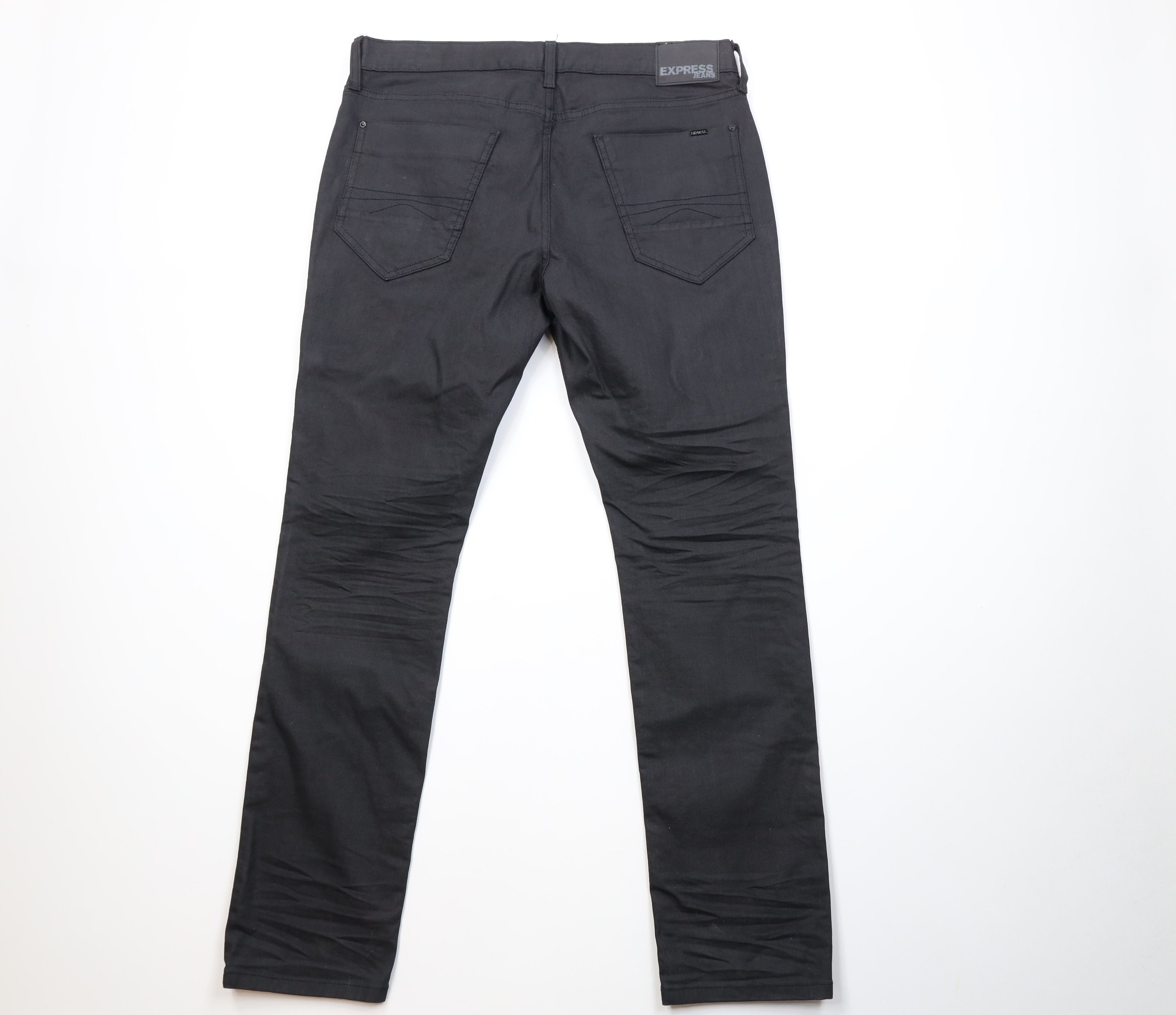 Express Express Alec Waxed Cotton Super Skinny Fit Denim Jeans Black Size US 34 / EU 50 - 10 Thumbnail