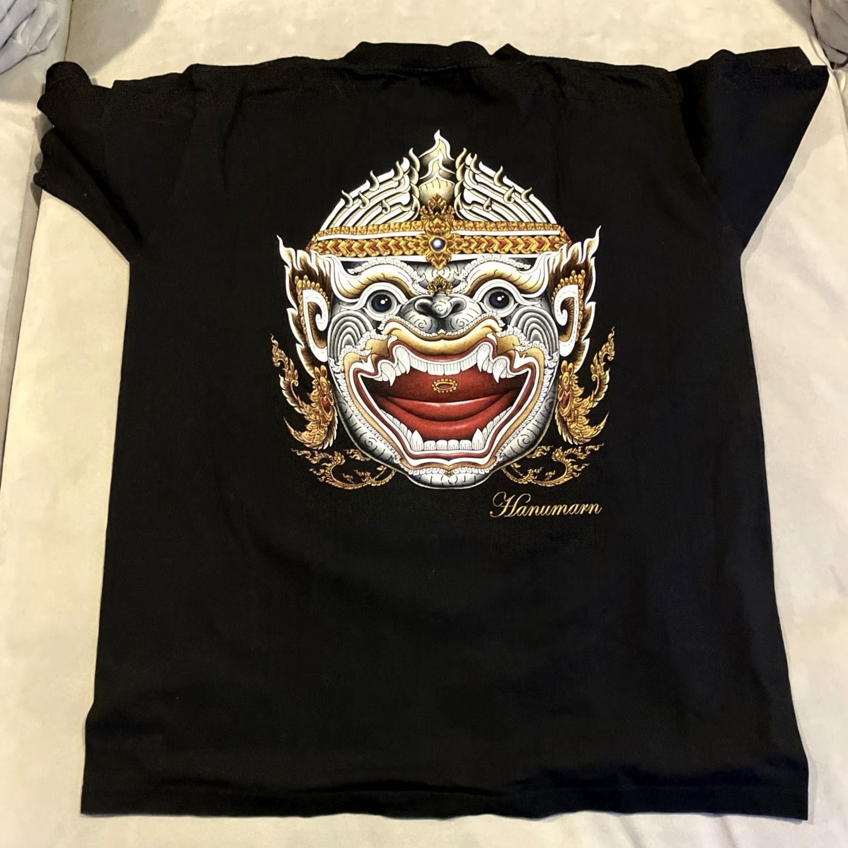 Vintage DREAM HANUMAN Thailand Hindu Textured Glitter T Shirt XL NWOT My Size US XL / EU 56 / 4 - 6 Thumbnail