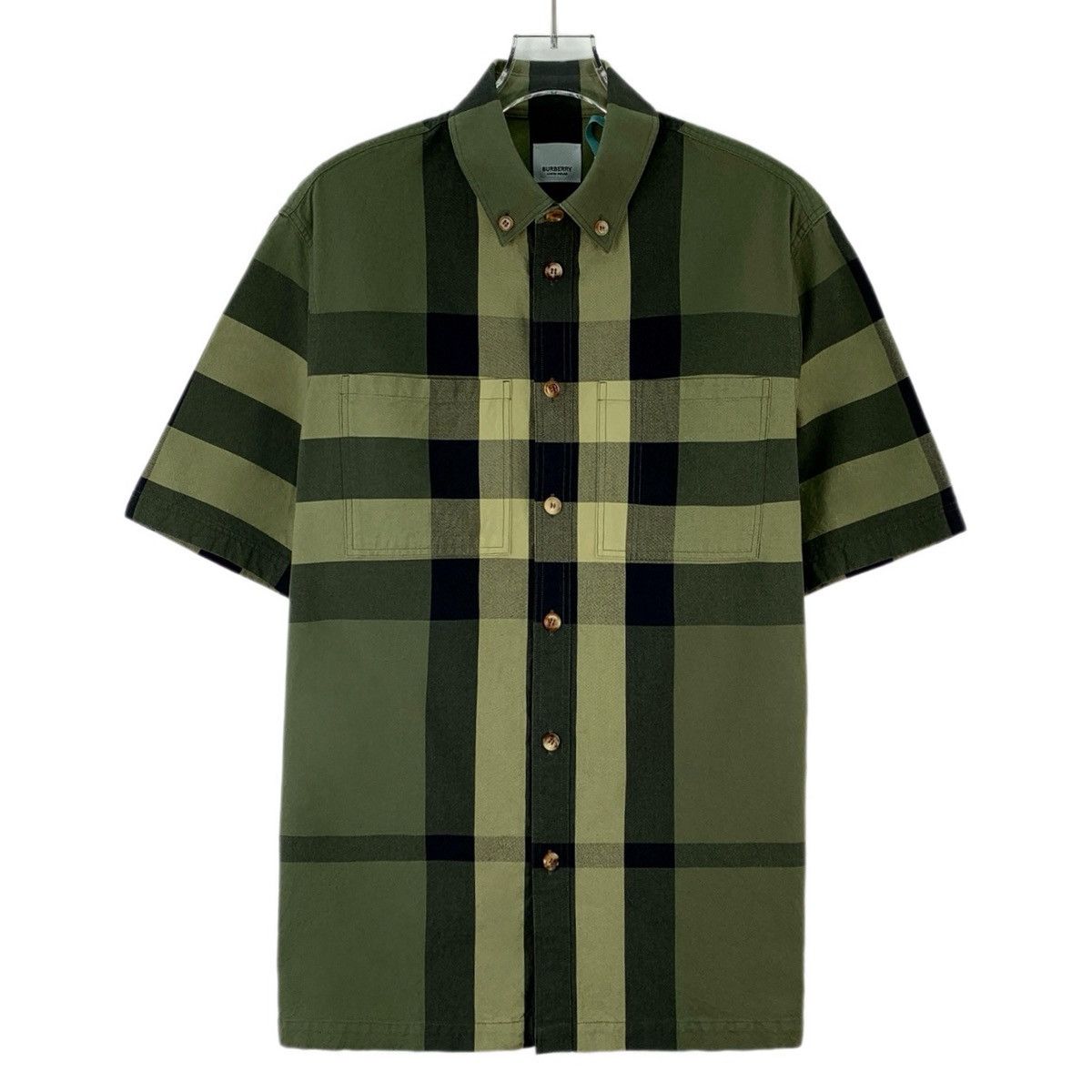 Burberry Burberry Dark Green Check Cotton Short Sleeve Shirt K26WX Size US S / EU 44-46 / 1 - 1 Thumbnail