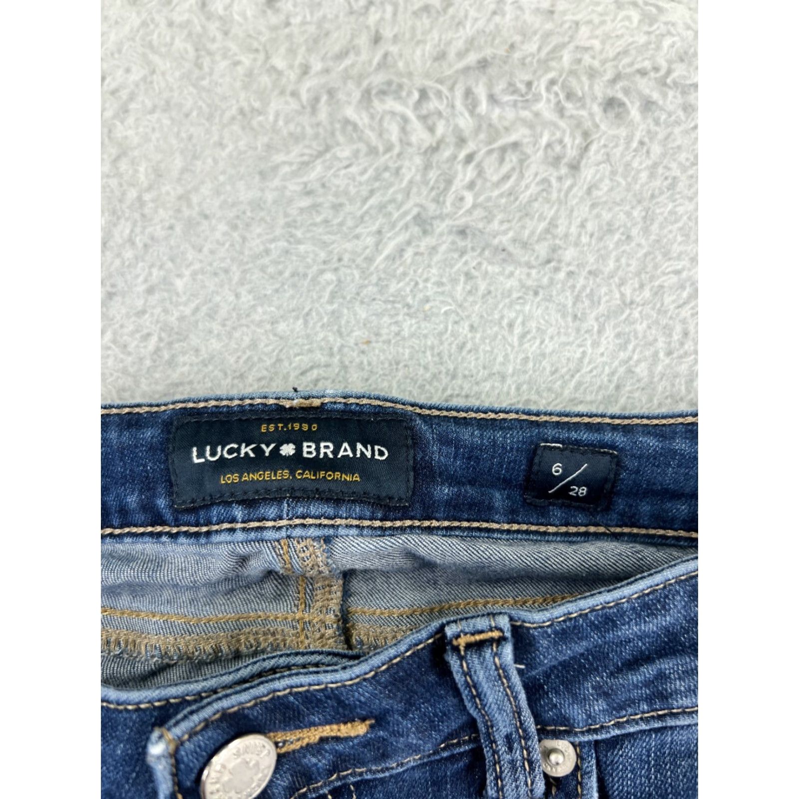 Lucky Brand Lucky Jeans Womens 6 Blue Denim Skinny Cotton Blend Raw Hem Lolita 90s American Designer Size 28" / US 6 / IT 42 - 3 Thumbnail