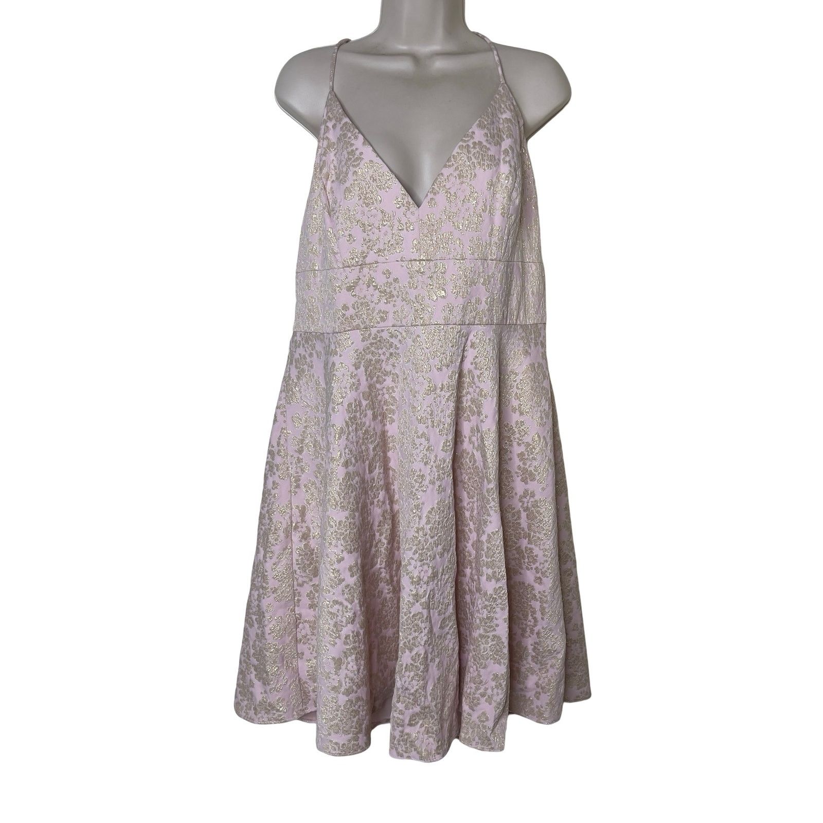 Badgley Mischka Badgley Mischka Pink Golden Hue Jaquard Mini Dress sz 16 Size XXL / US 16-18 / IT 52-54 - 2 Thumbnail