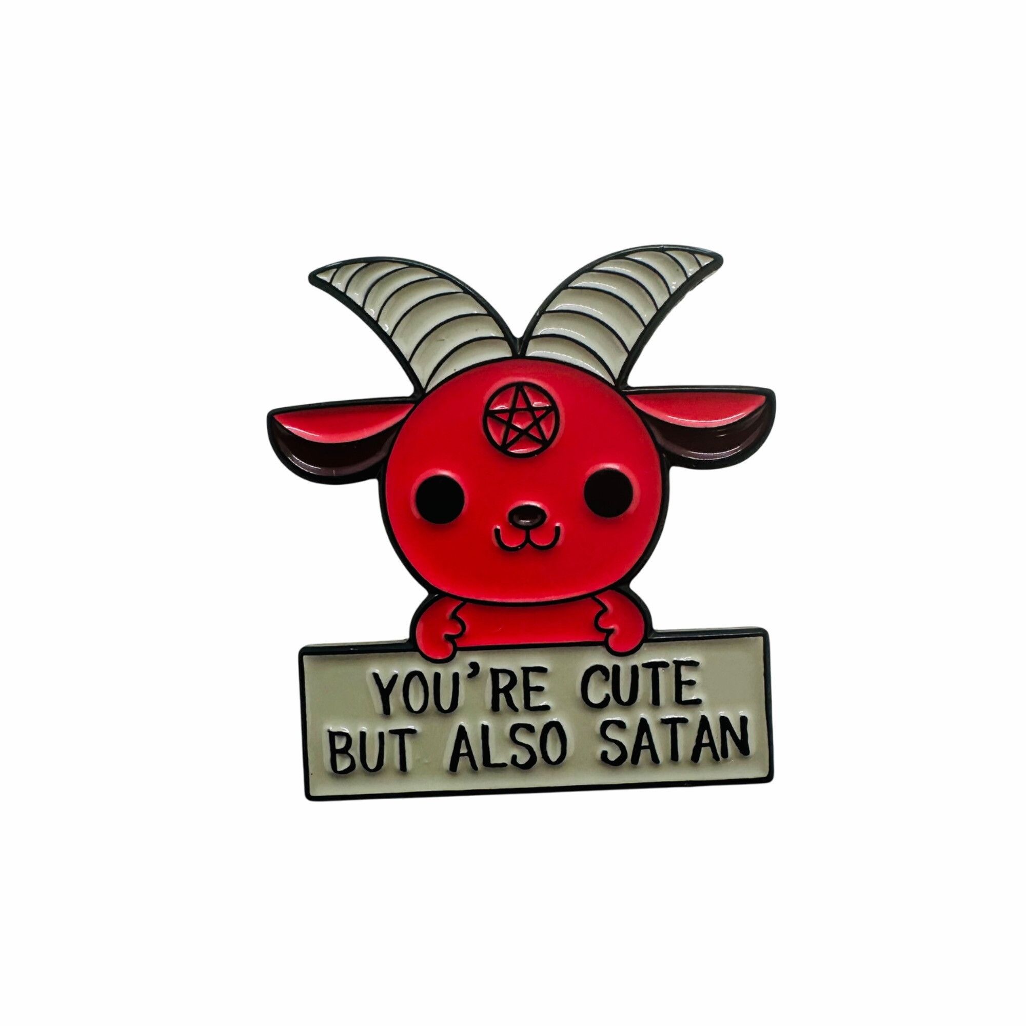 Other ⭐Cute but Satan Goat Pentagram Gothic Dark Evil Metal Pin Ba Size ONE SIZE - 4 Thumbnail